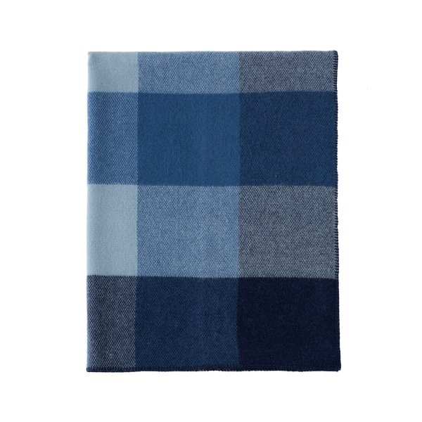 Ullpläd - 130x180 cm - 100% lamull - Block Blue