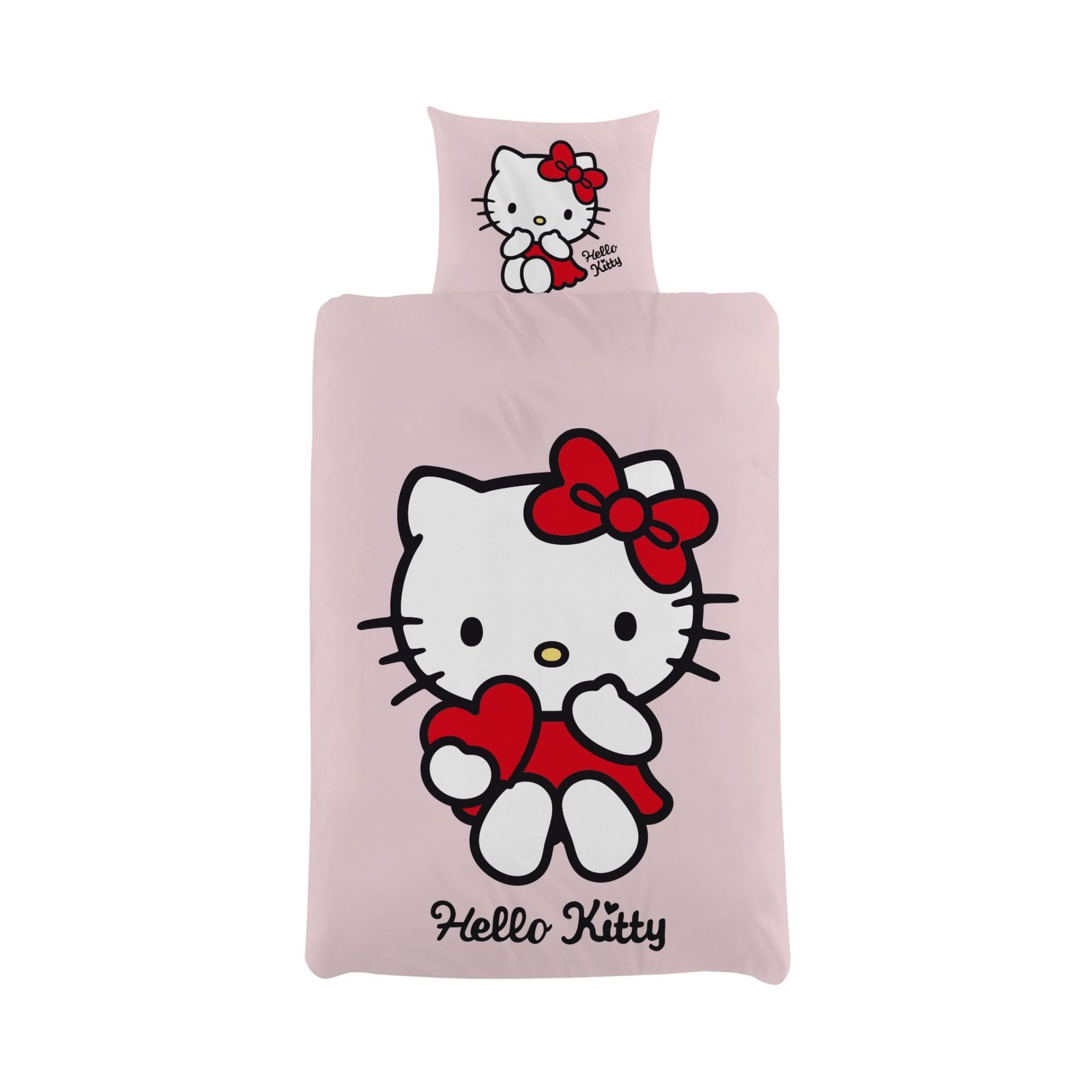 Hello Kitty sängset - 100% bomull - Barnsängset 140x200 cm - Ljusrosa