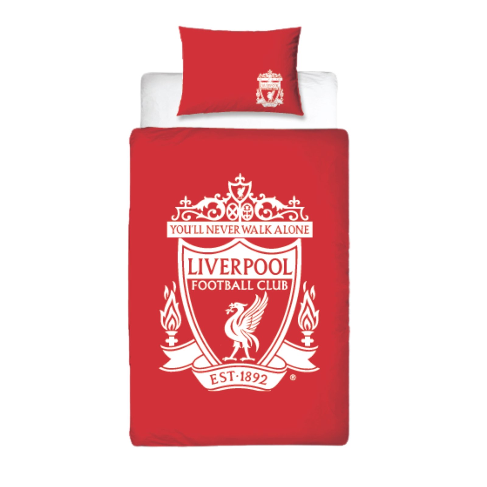 Liverpool sängkläder - Rött vändbart sängset med logga - 100% bomullssänglinne - Fotbolls-sängkläder