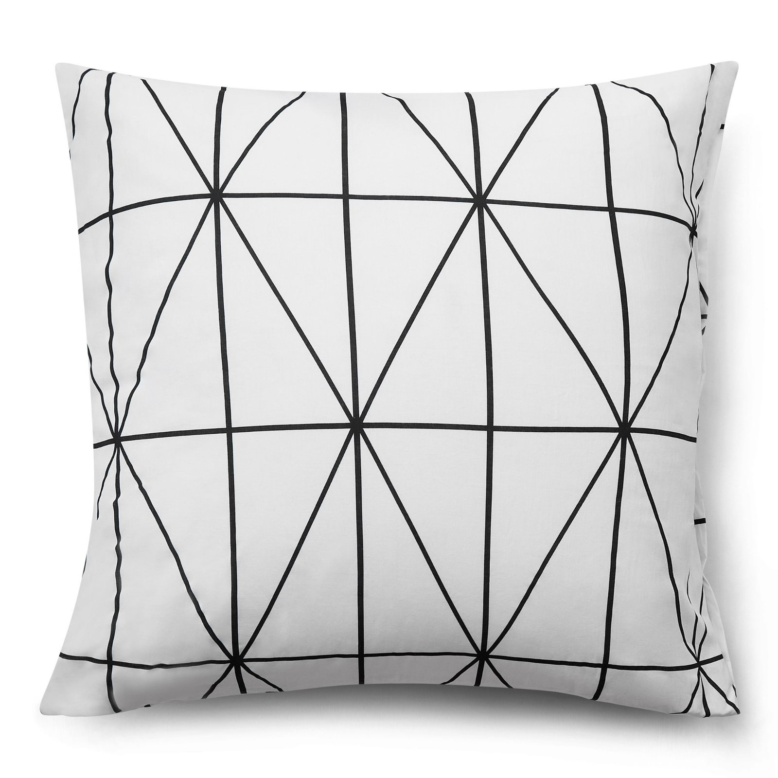 Örngott 60x63 cm - 100% bomull - Vitt med svarta harlekinrutor