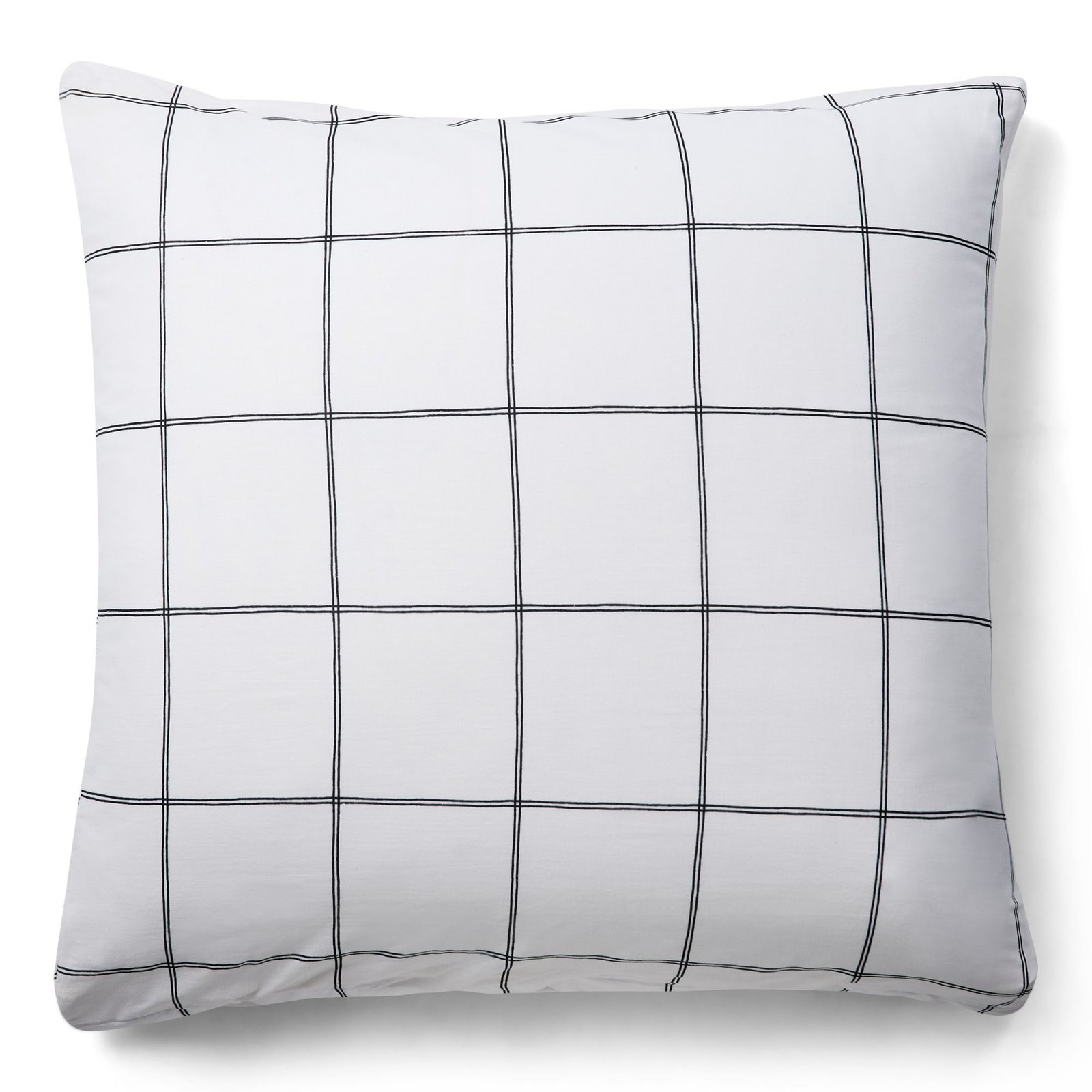 Örngott 60x63 cm - 100% bomull - Vitt med svarta rutor
