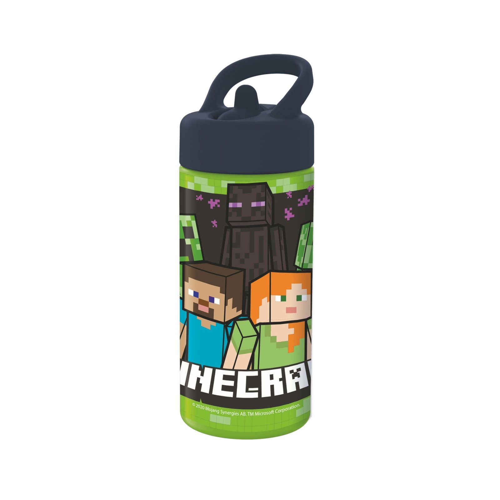 Minecraft drickflaska - Vattenflaska med flipfunktion och sugrör