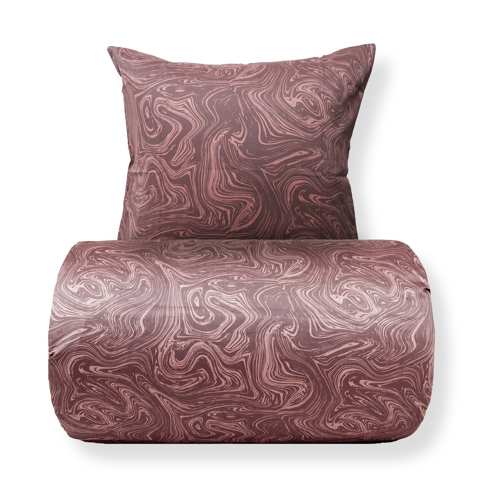 Sängkläder 150x210 cm - bomullssatin - mörkrosa marblemönster