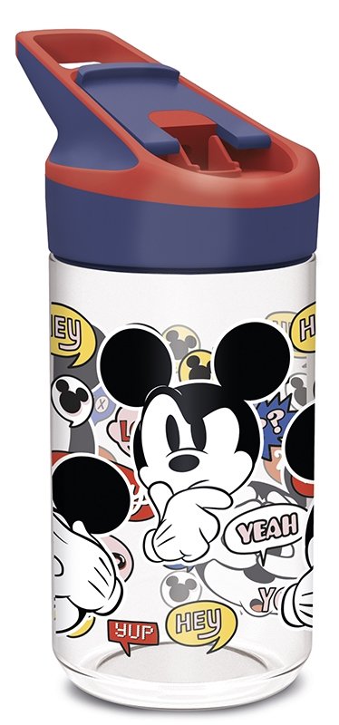 Disney Mickey Mouse drickflaska - Vattenflaska med flipfunktion och sugrör