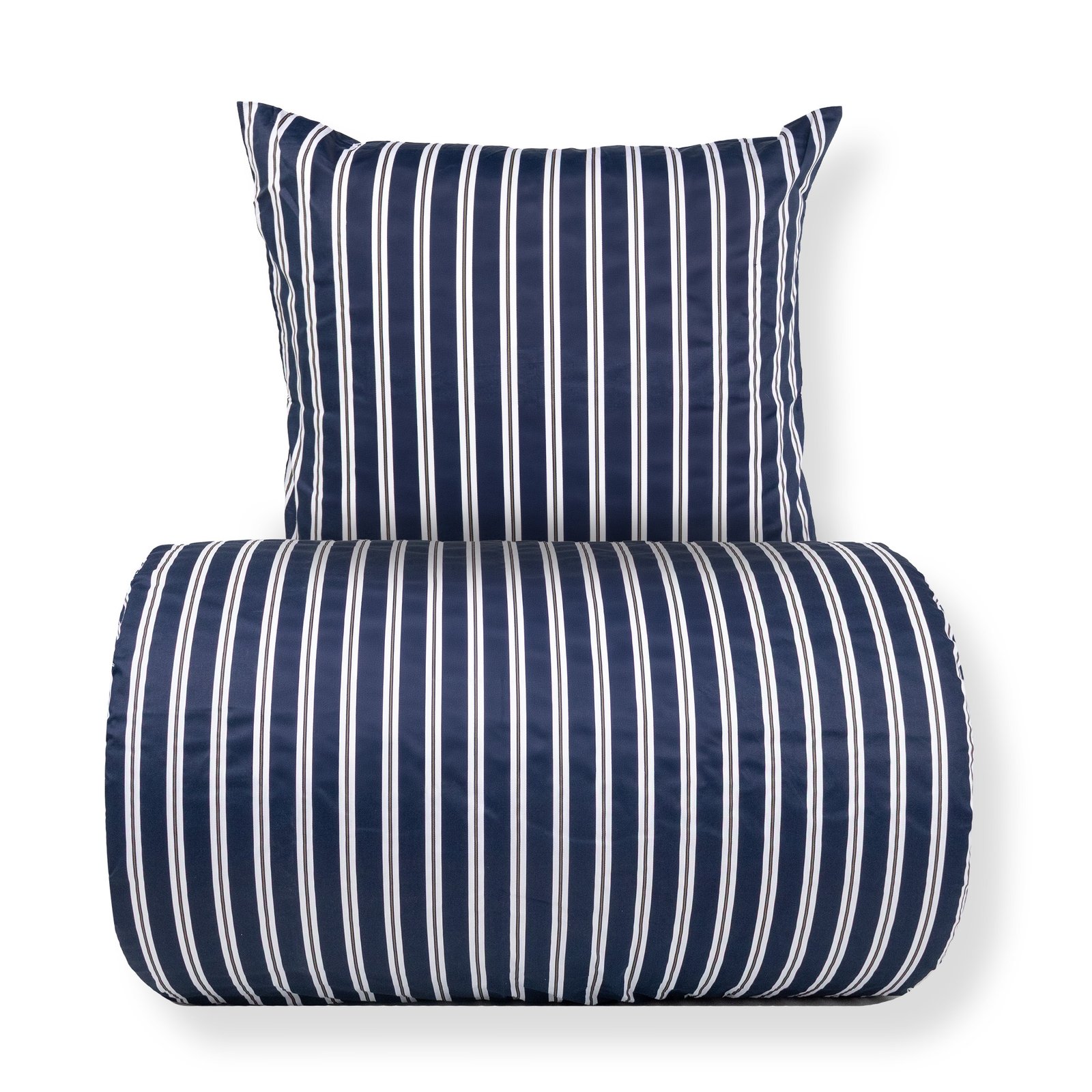 Dubbelt påslakansset 240x220 cm - Bomullssatin - Blått randigt tryck