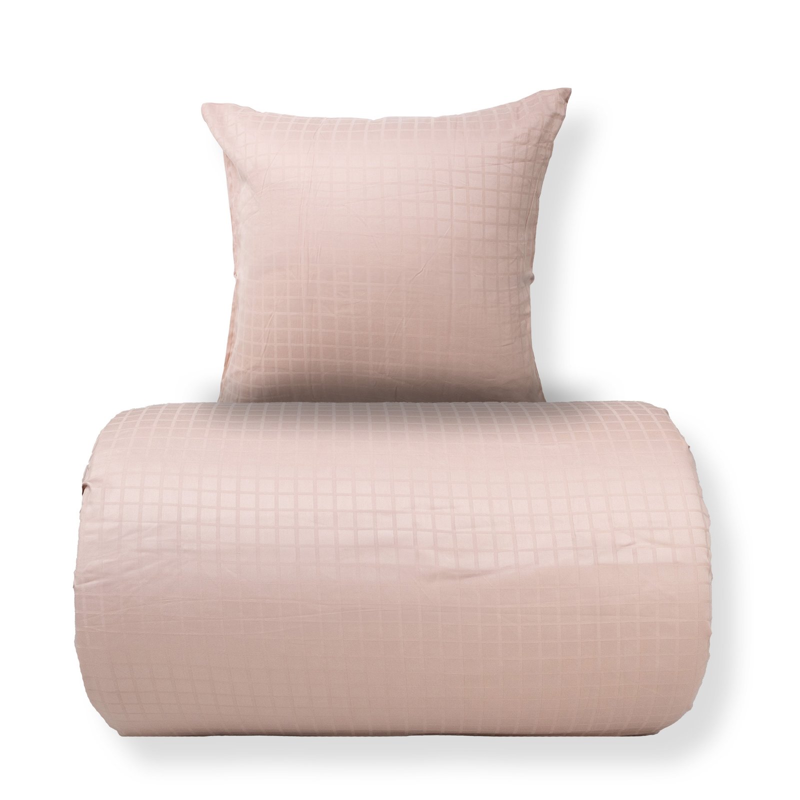 Påslakanset 140x200 cm - 100% bomullssatin - Rosa jacquardvävt - Enfärgat