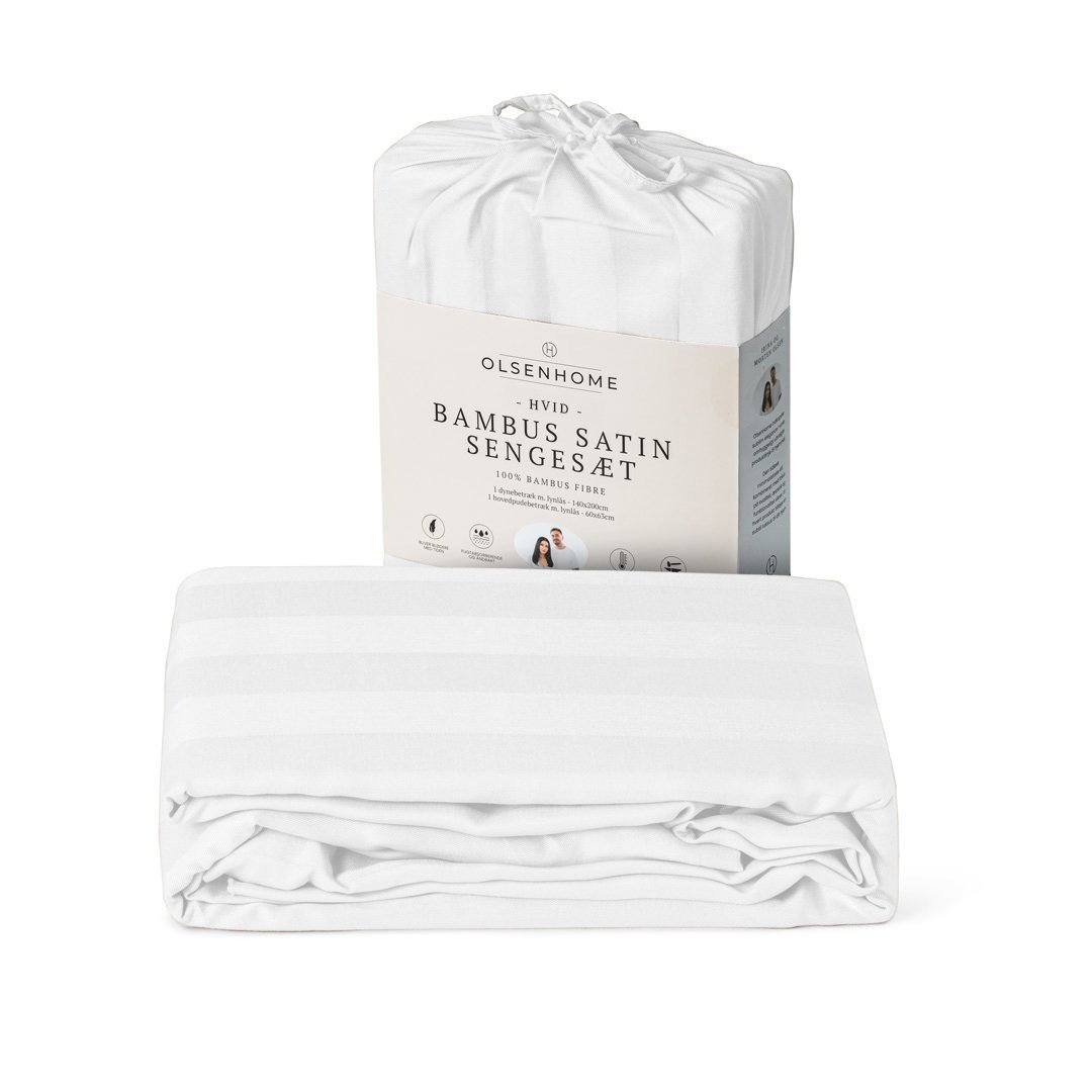Bambu sängkläder - 100% naturlig bambu - OlsenHome - Vitt satinvävt påslakan