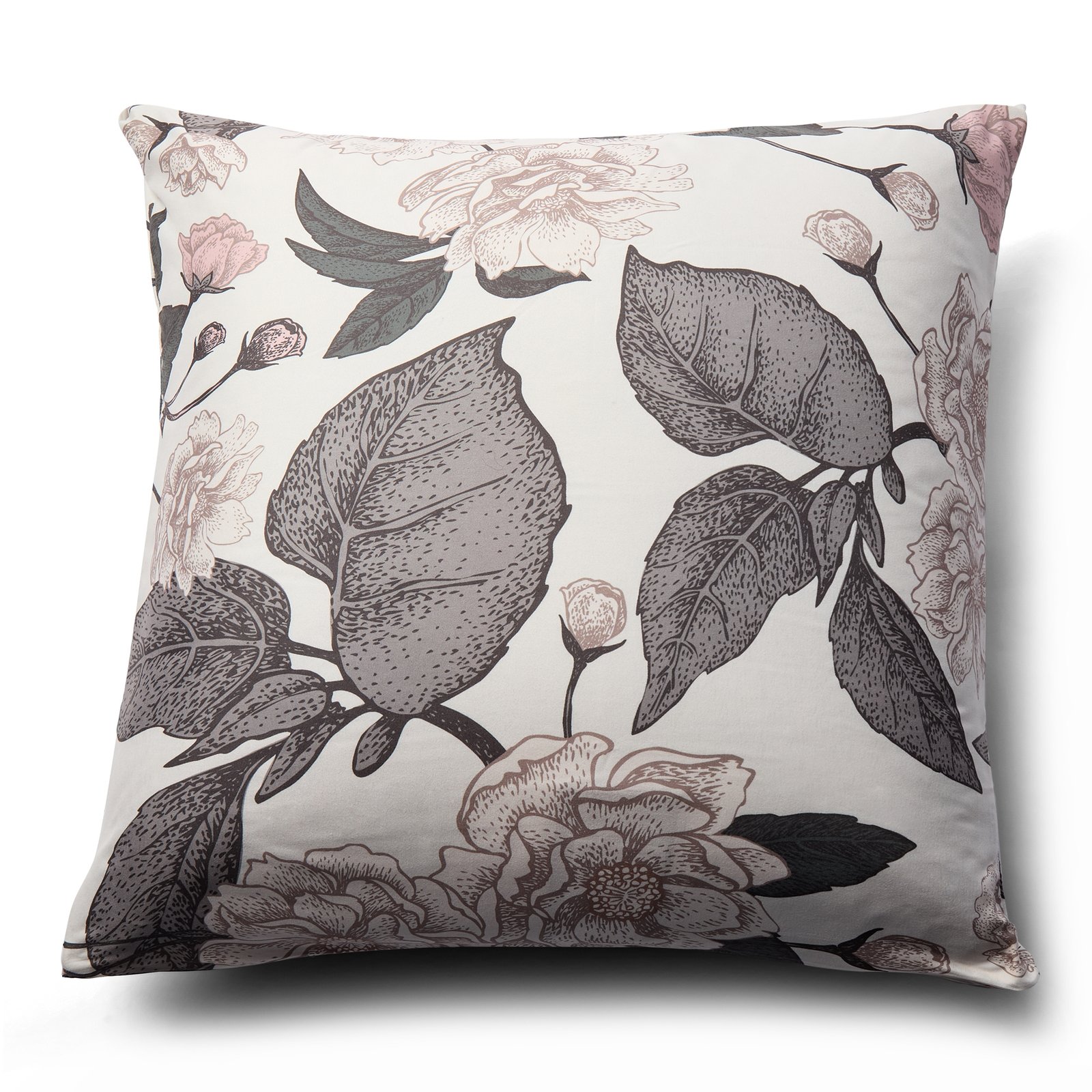Örngott 60x63 cm - Microfiber - Beige blommigt mönster
