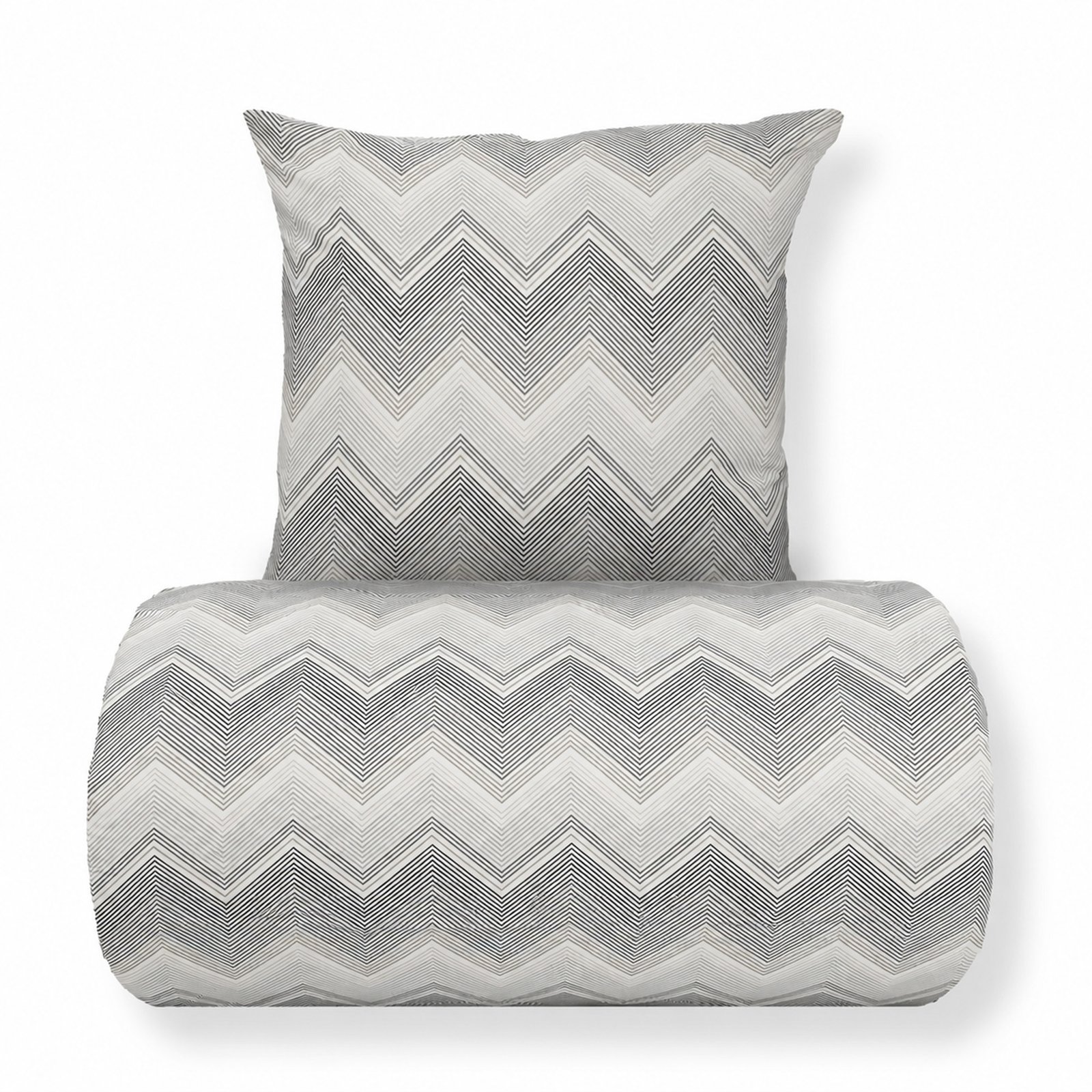 Dubbelt sänglinne 200x220 cm - Microfiber - Grått zig zag mönster
