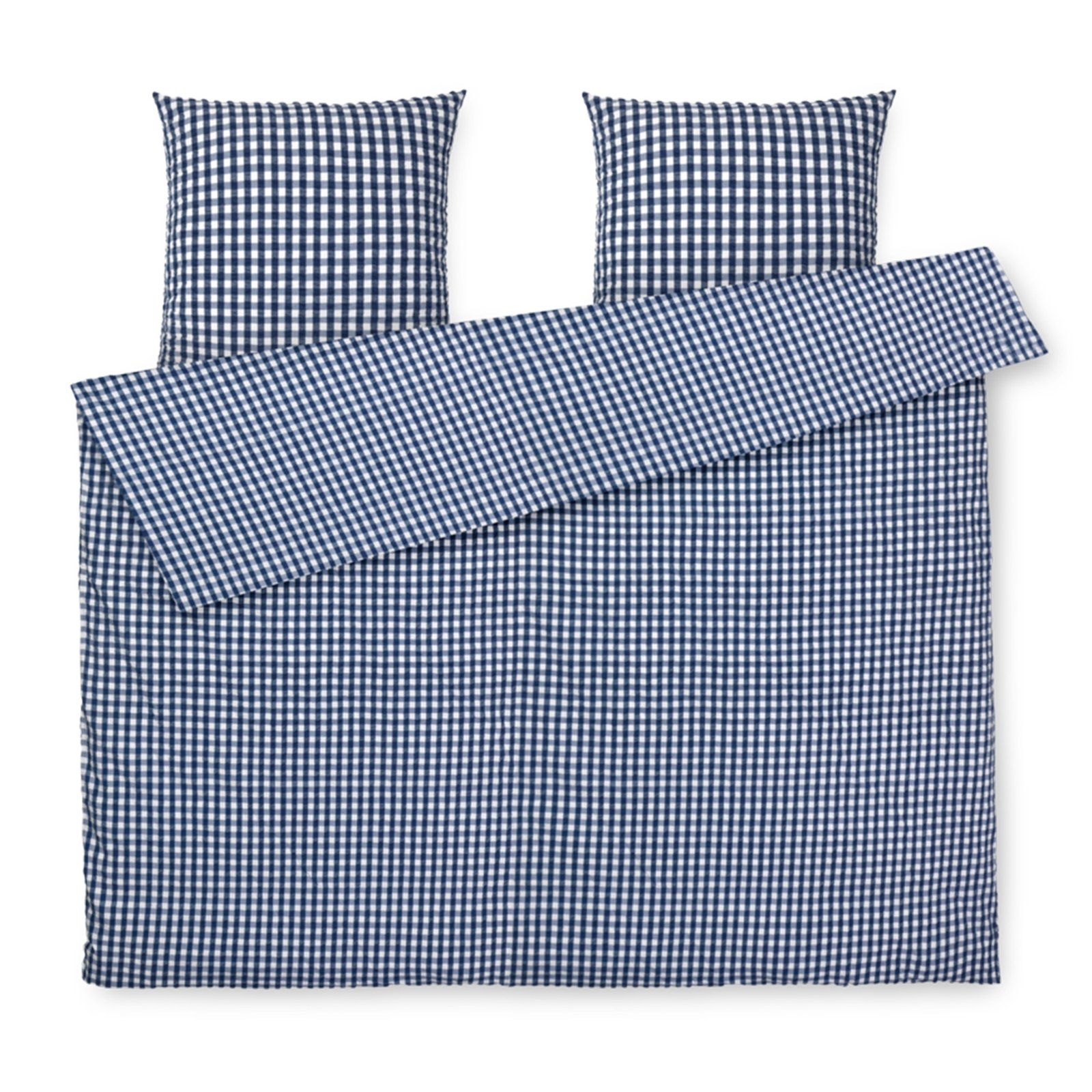 JUNA dubbelt sänglinne 200x220 cm - 100% ekologisk bomull - Kreppsängkläder mörkblå