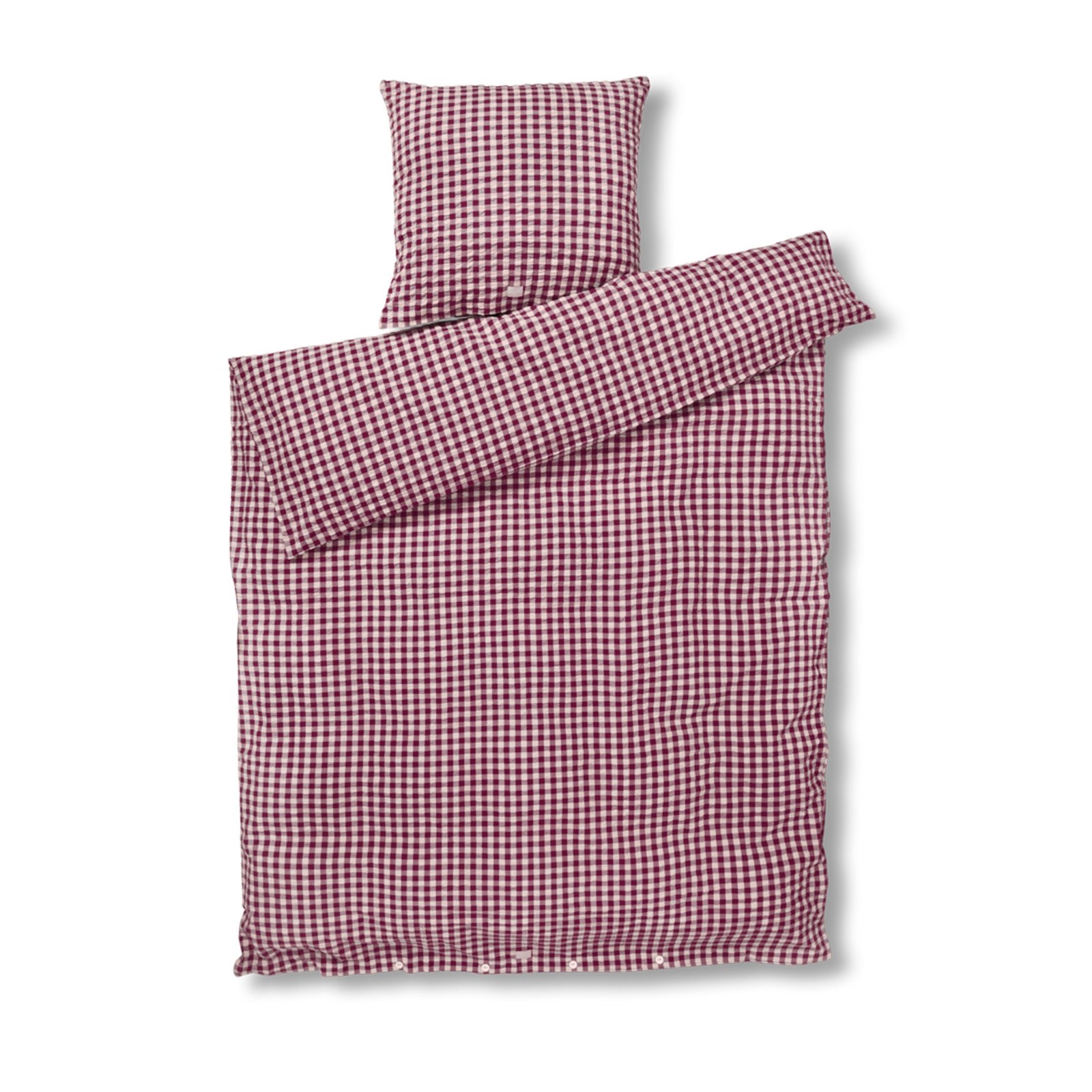 JUNA sängkläder 140x200 cm - 100% ekologisk bomull - Kreppsängkläder plommon/rosa