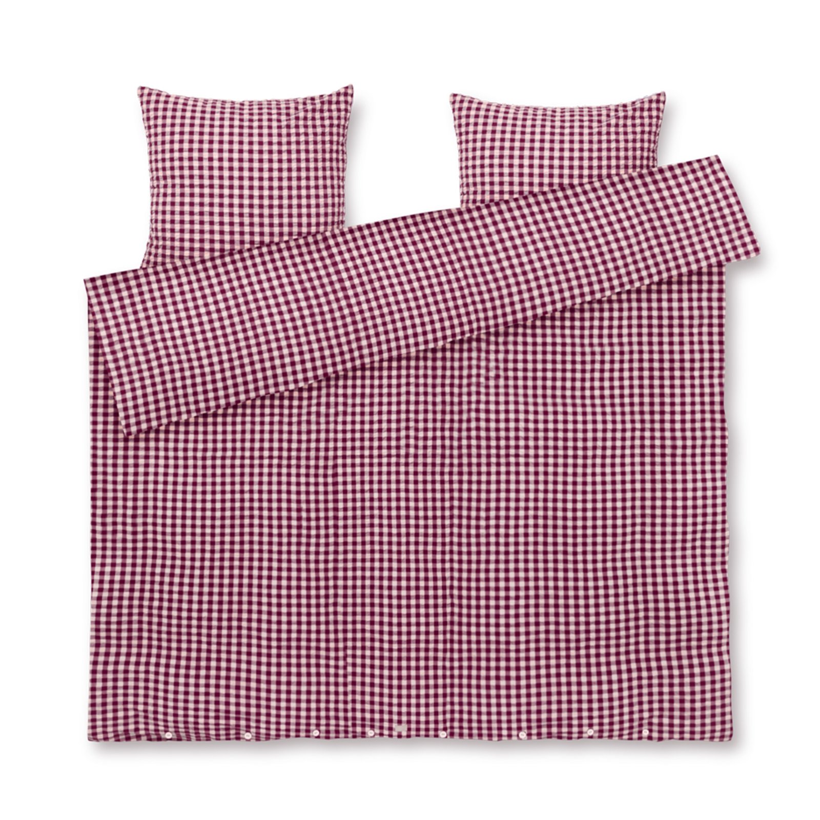 JUNA dubbelt påslakan 200x220 cm - 100% ekologisk bomull - Kreppsängkläder plommon/rosa