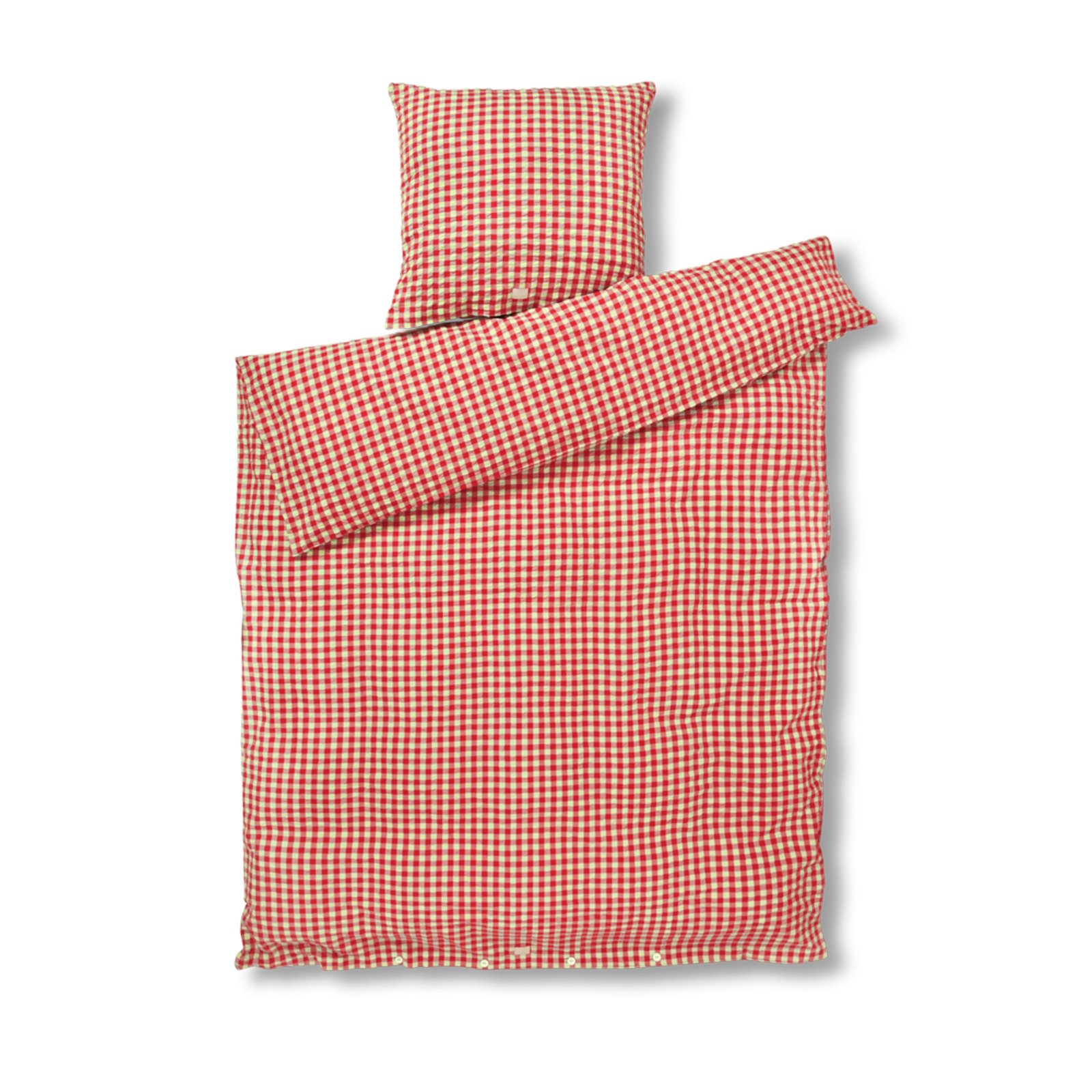 JUNA sängkläder 140x220 cm - 100% ekologisk bomull - Kreppsängkläder röd