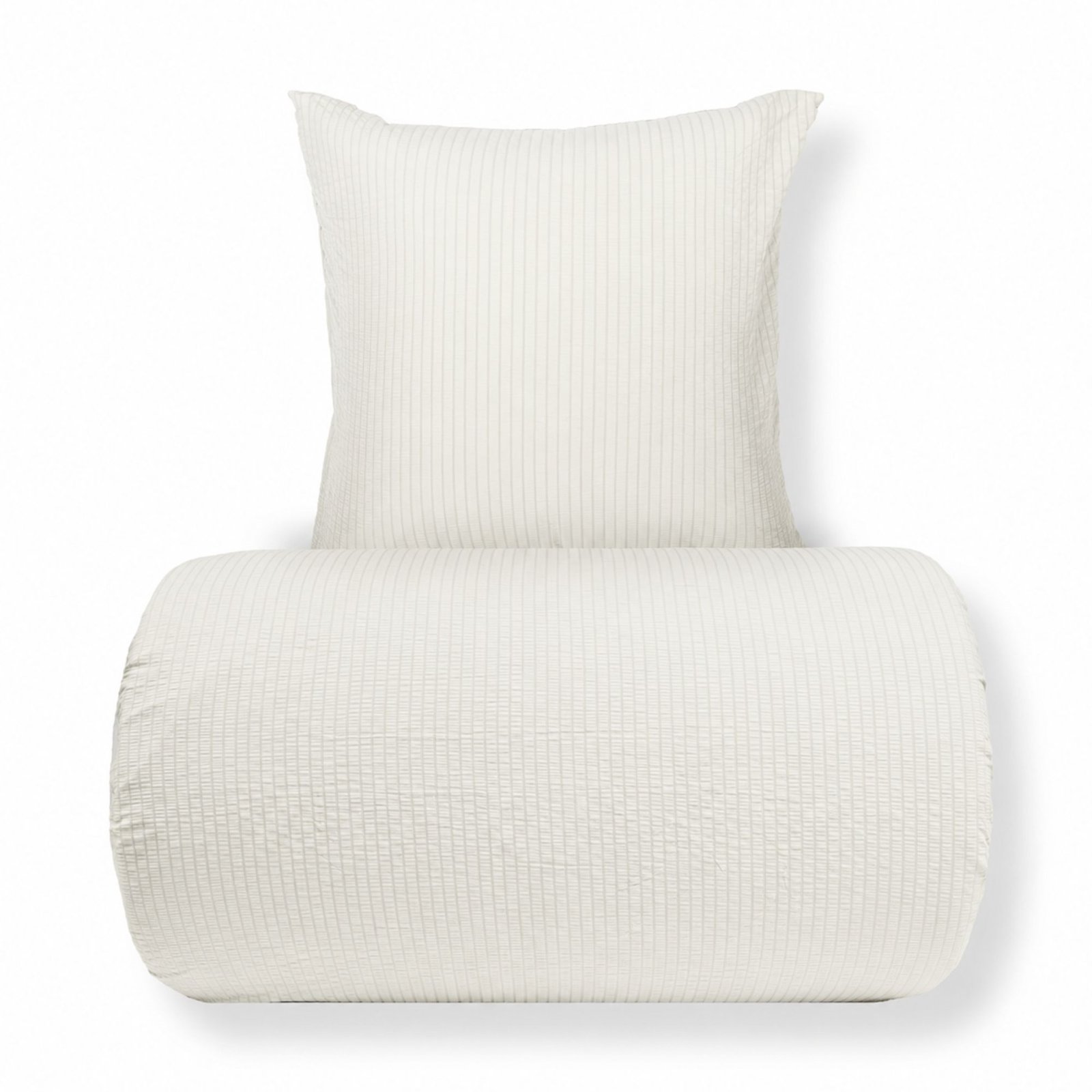Sängkläder - Kreppsängkläder - Mikrofiber - Vit seersucker