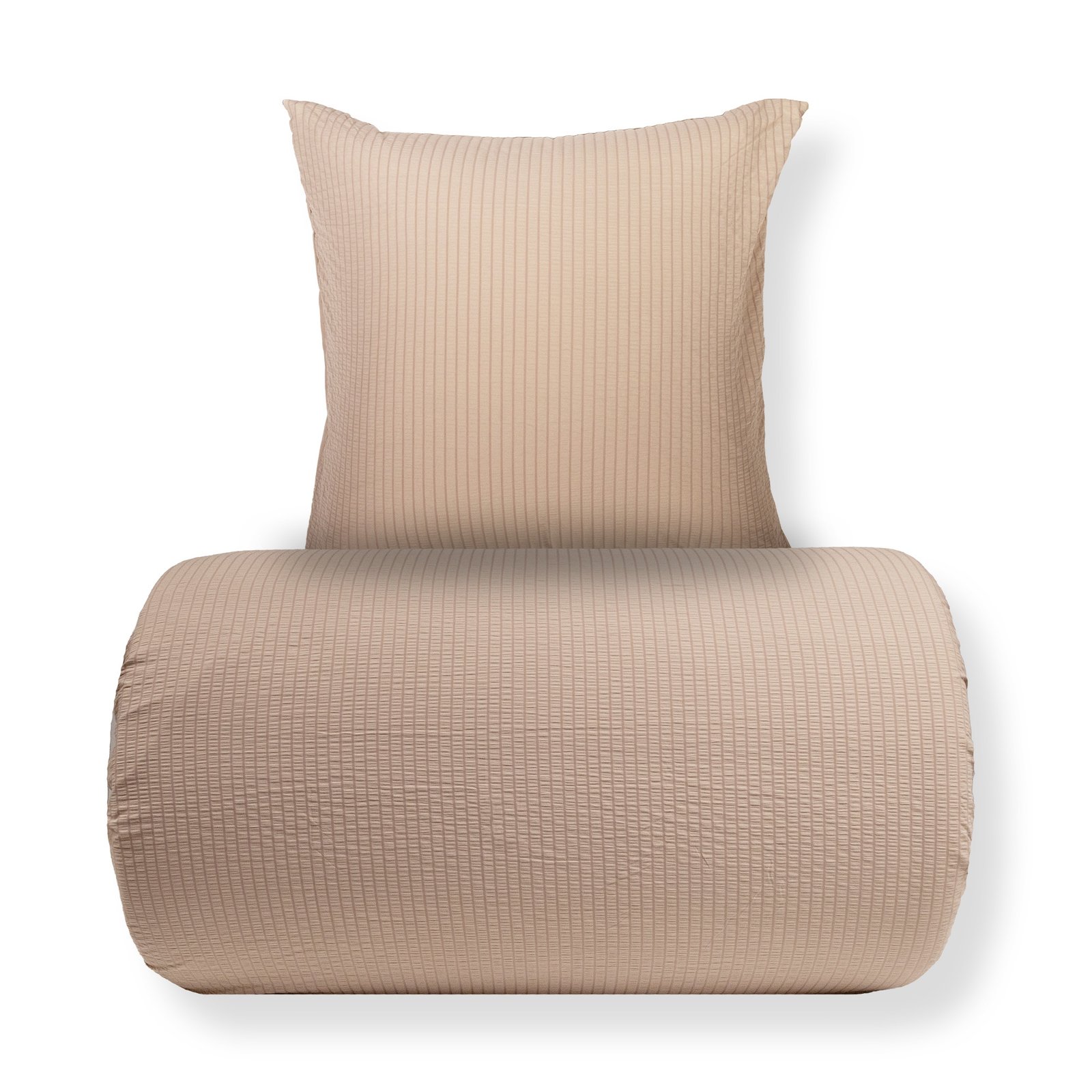 Sängkläder 140x200 cm - Kreppsängkläder - Microfiber - Sandfärgad seersucker