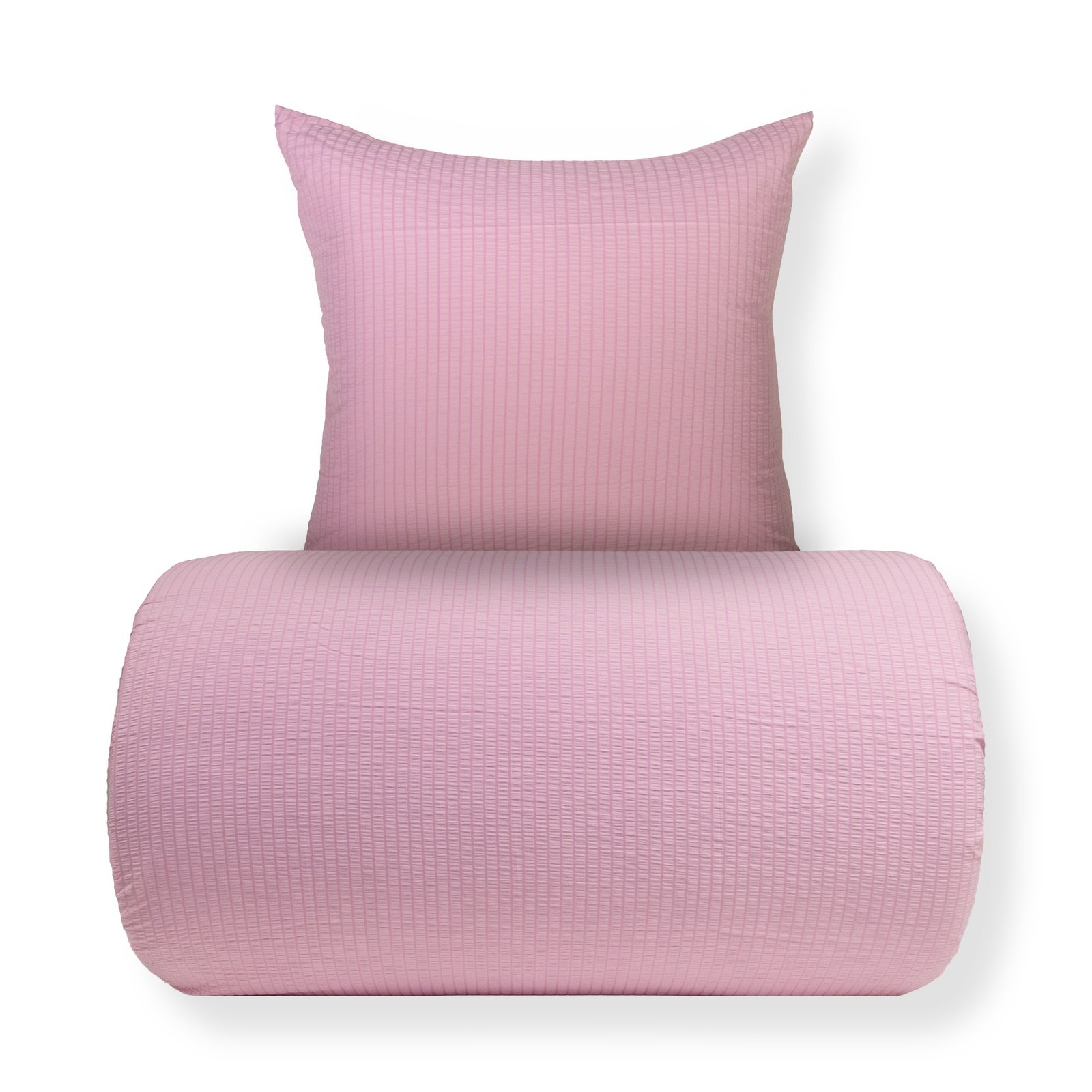Sängkläder 140x220 cm - Kreppsängkläder - Microfiber - Rosa seersucker