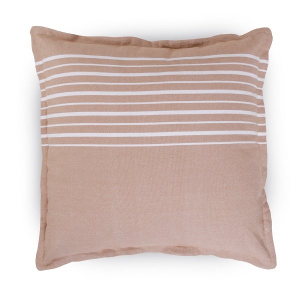 Prydnadskudde 45x45 cm - 100% bomull - Beige med vita ränder