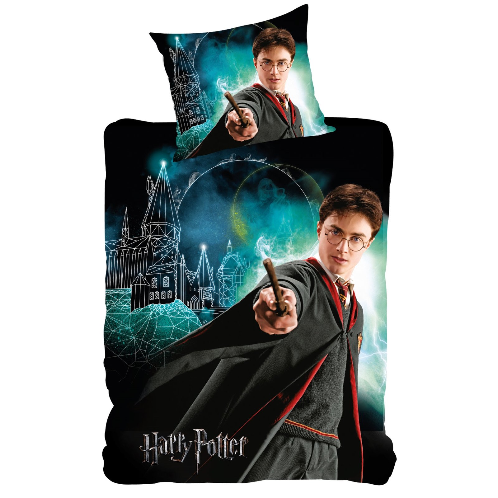 Harry Potter sängkläder 150x210 cm - sängkläder som lyser i mörkret med Harry Potter - 2 i 1 design - 100% bomull