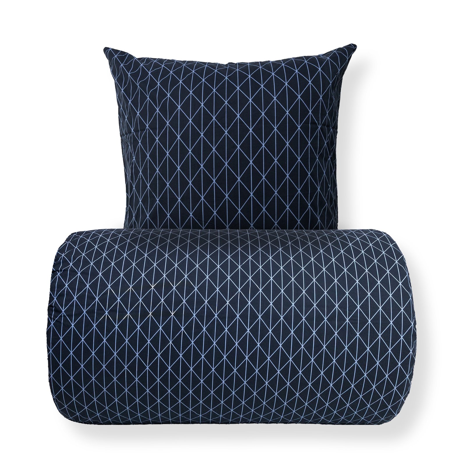 Sängkläder - 100% bomull - Vändbart med blått harlequin-design