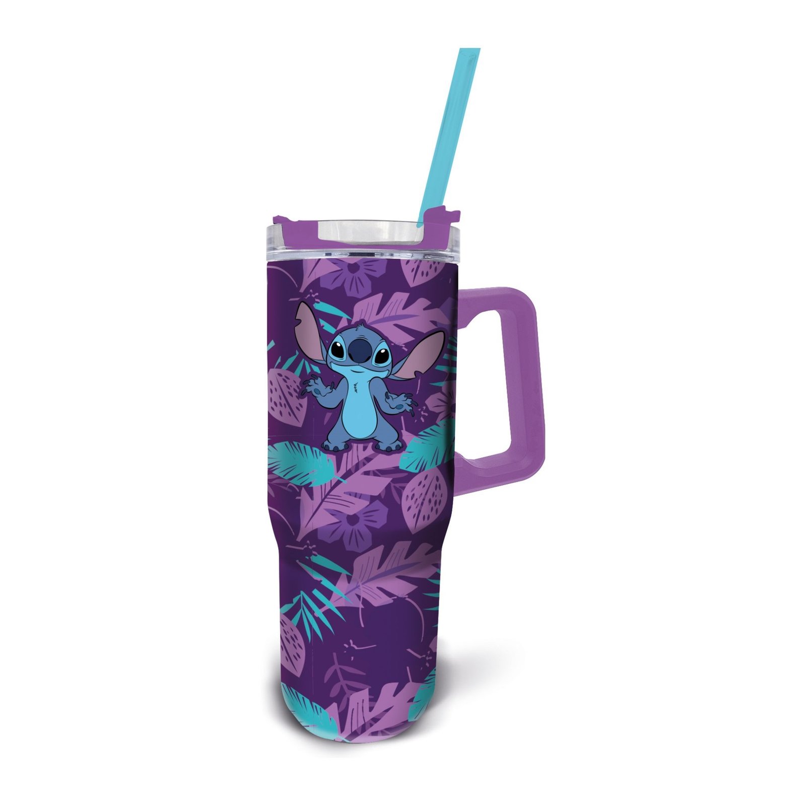 Stitch termokopp med sugrör och handtag - Tumbler drickflaska 940 ml
