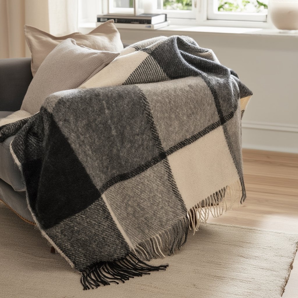 Ullpläd - 100% ull - 130x200 cm - Oslo Peat svart
