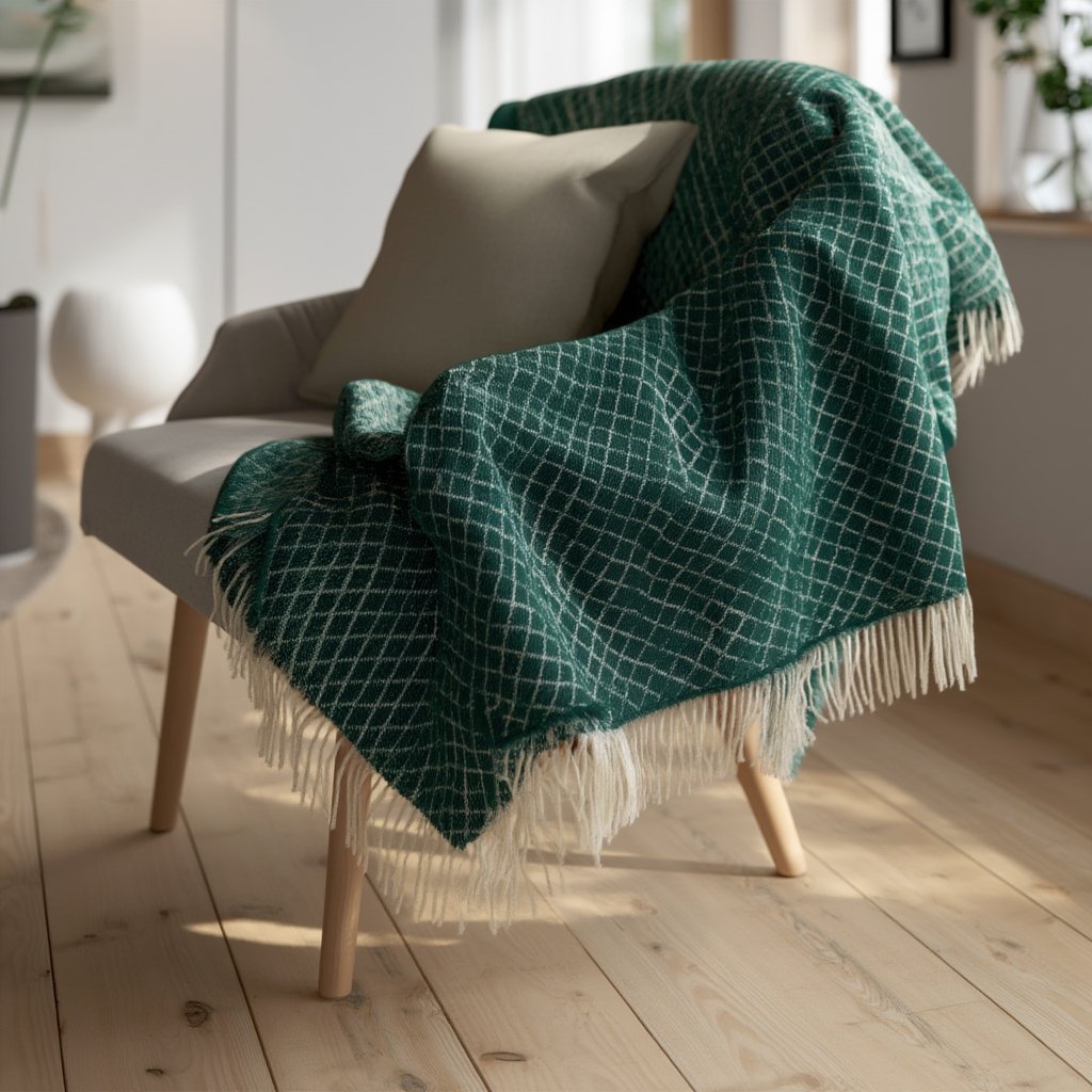 Ullpläd - 100% ull - 130x200 cm - Oslo Evergreen grön