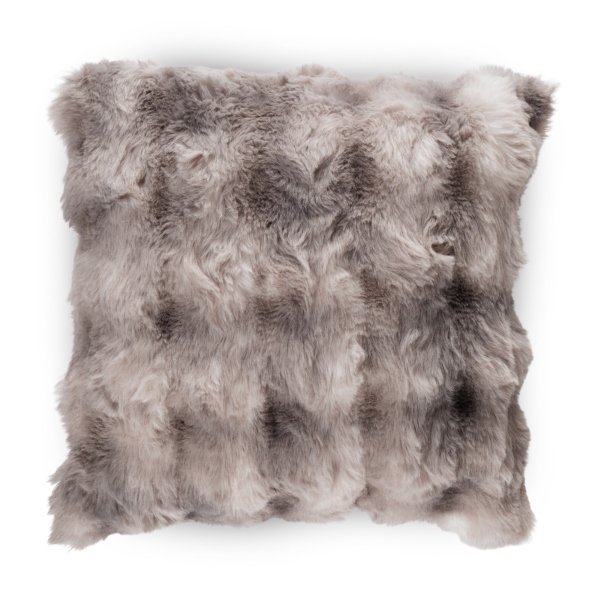 Fuskpäls prydnadskudde med bubbelstruktur - 45x45 cm - Grå/vit