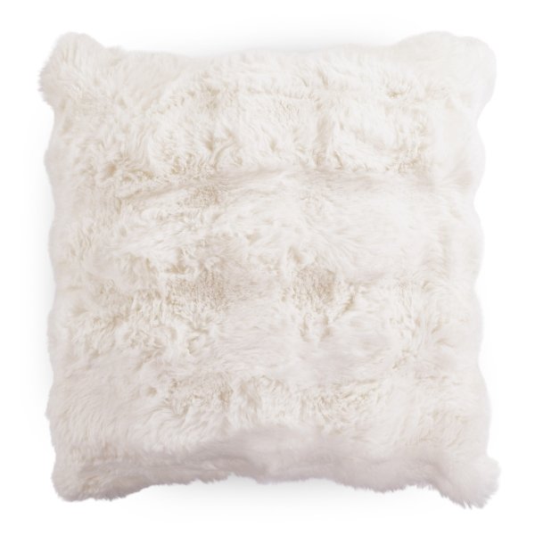 Fuskpäls prydnadskudde med bubbelstruktur - 45x45 cm - Vit
