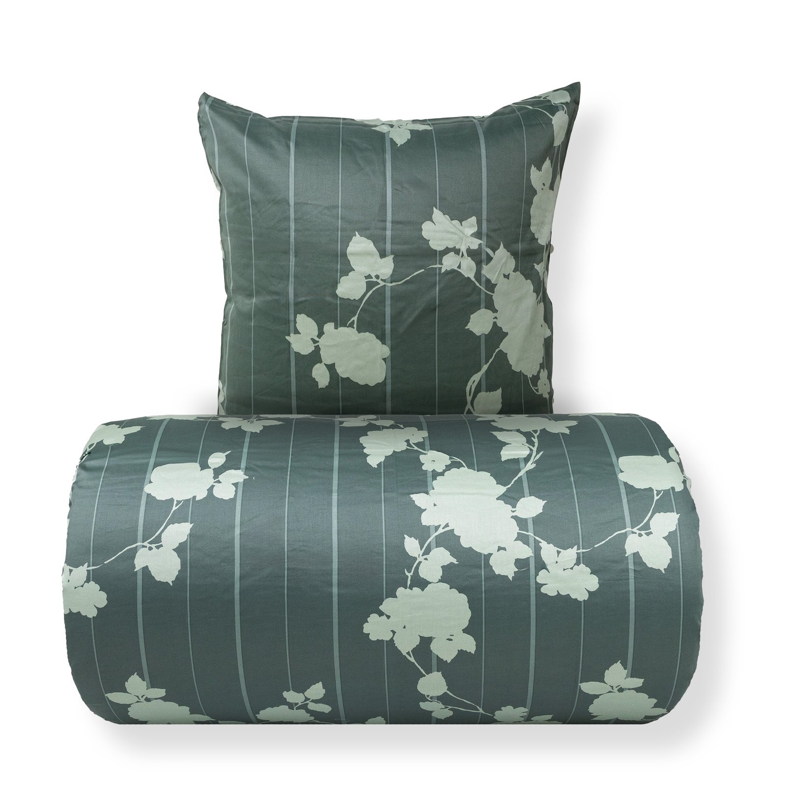 Sängkläder 140x220 cm - 100% bomullssatin - Rosenbloom gröna blommiga sängkläder - Extra mjukt bäddset från By Borg