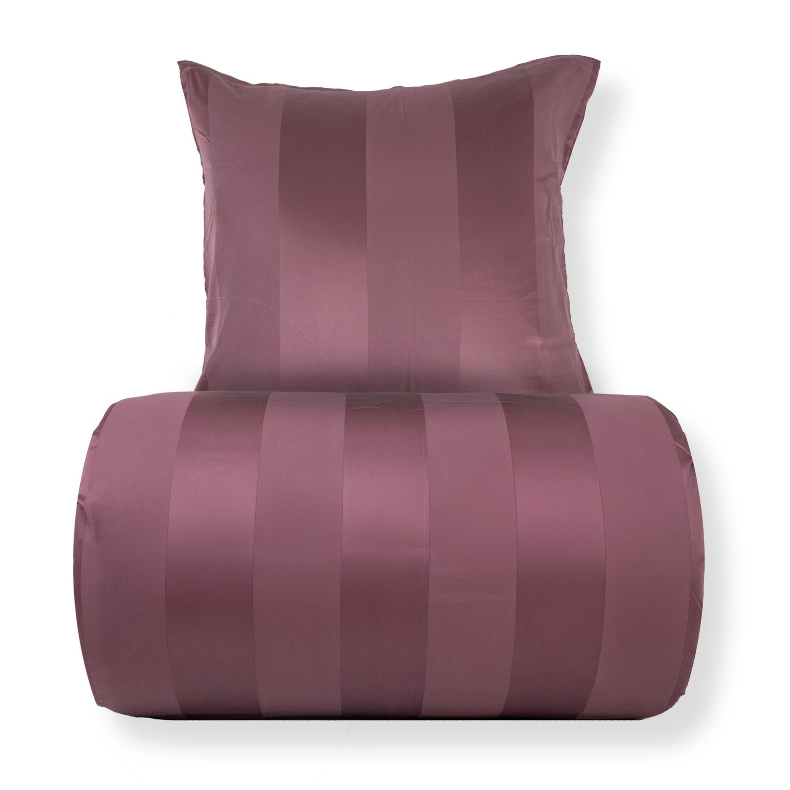 Dubbelpåslakan 200x220 cm - 100% bomullssatin - Plommonfärgade breda ränder