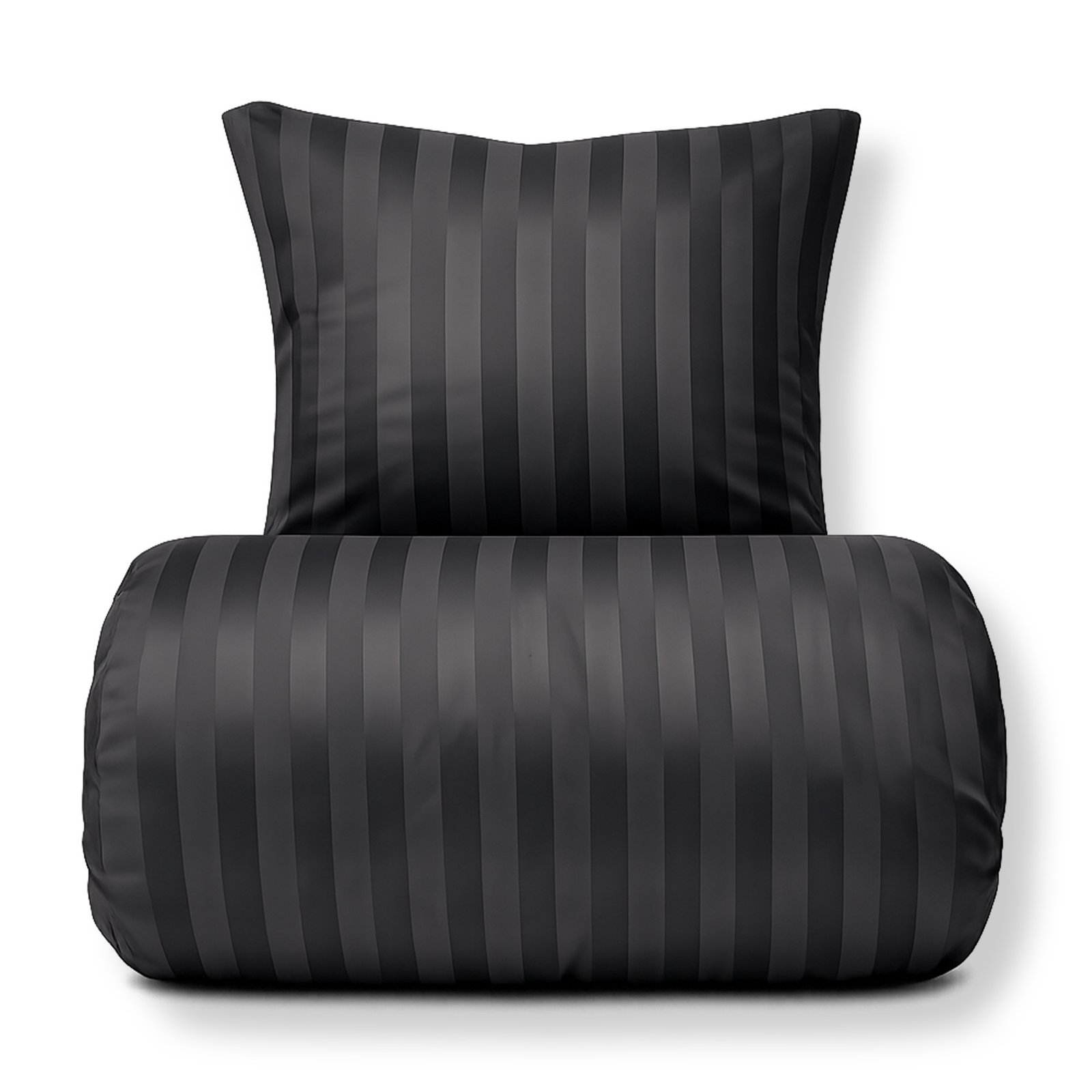 Bambu sängkläder - 100% naturligt bambu - 140x200 cm - Grått, jacquardvävt bäddset med ränder