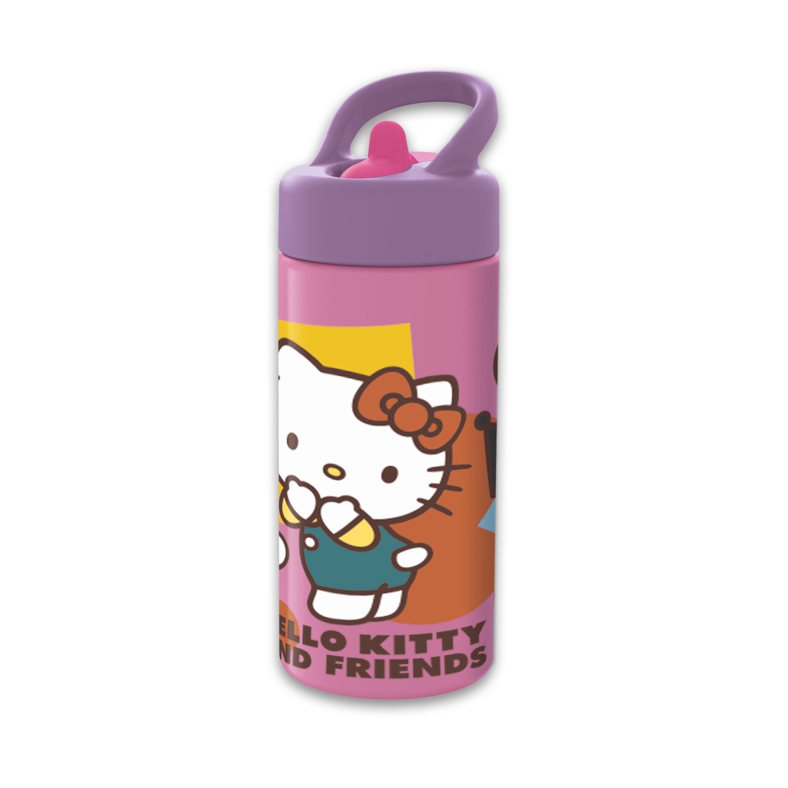 Hello Kitty drickflaska - Vattenflaska med flipfunktion och sugrör