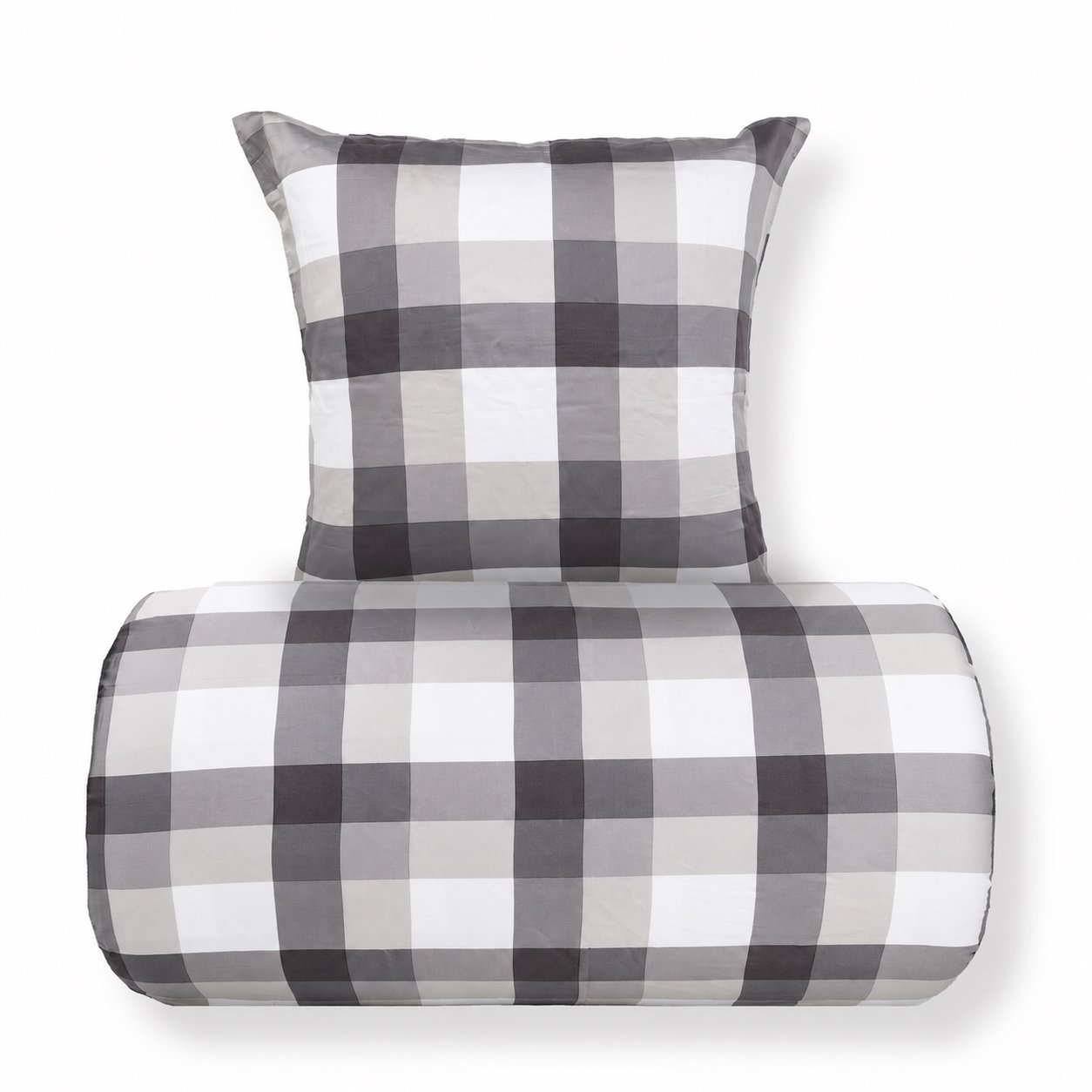 Bambu dubbelt påslakanset 200x220 cm - 100% bambu - grå rutor