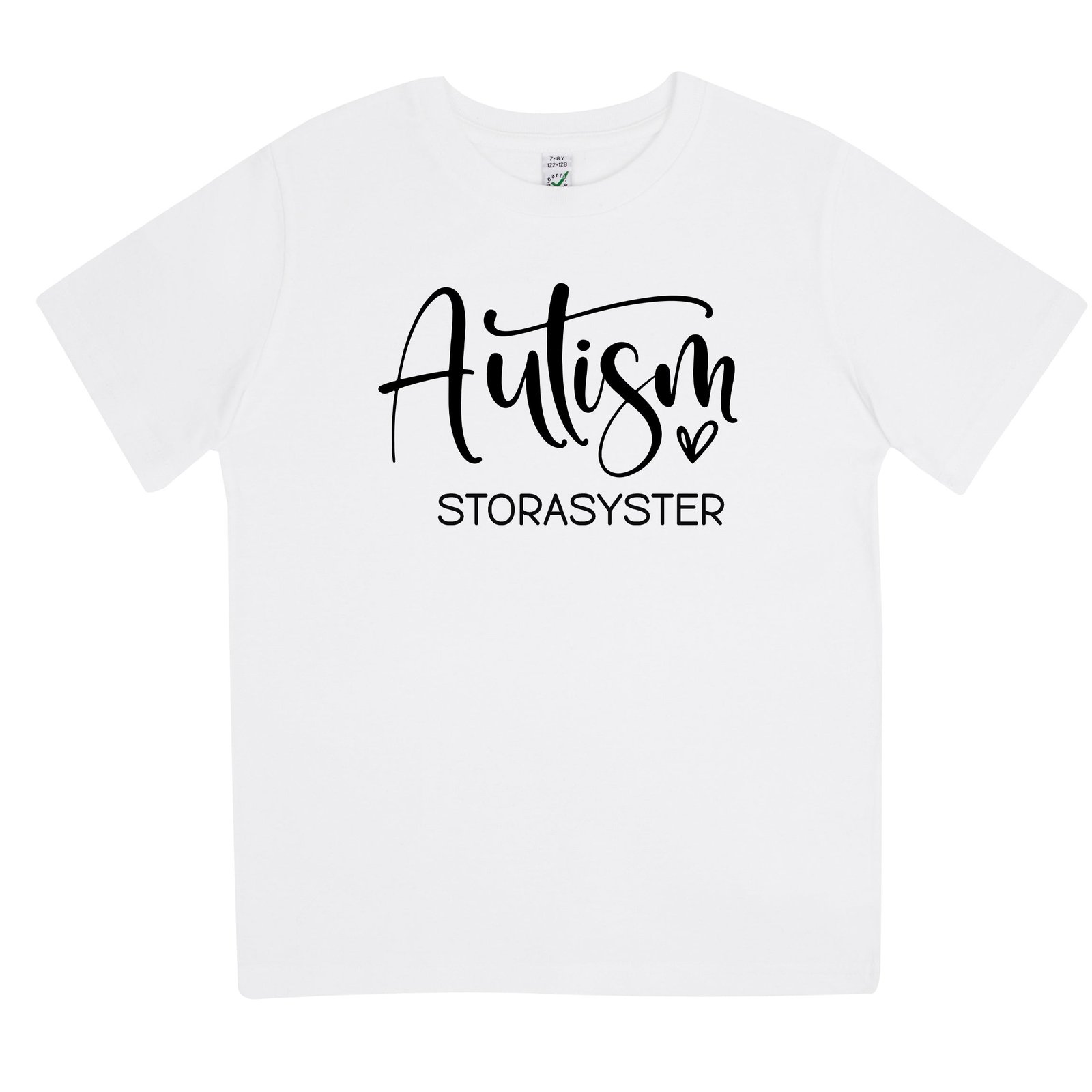 Autism Storasyster Barn T-shirt – Stolt storasyster - 98/104 (3-4 år) / Vit