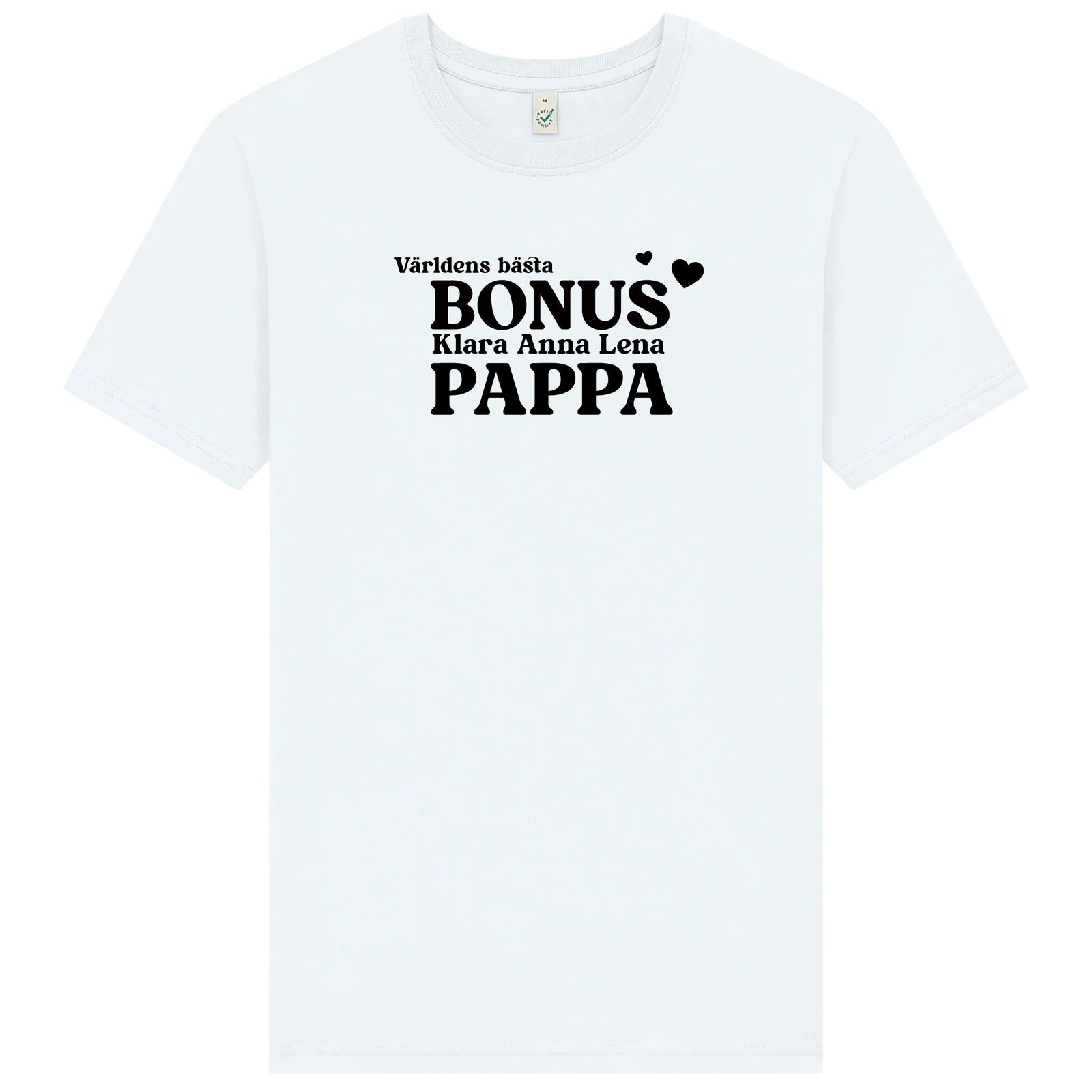 Bonus Pappa T-shirt med Barnens Namn – Personlig & Kärleksfull Gåva - Vit