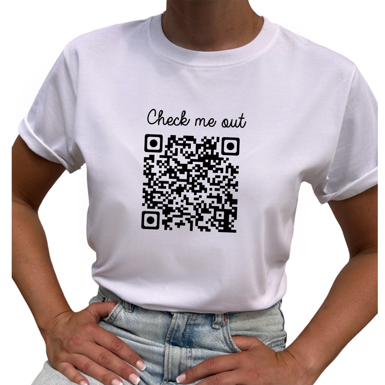 Check Me Out QR kod T-shirt - Vit