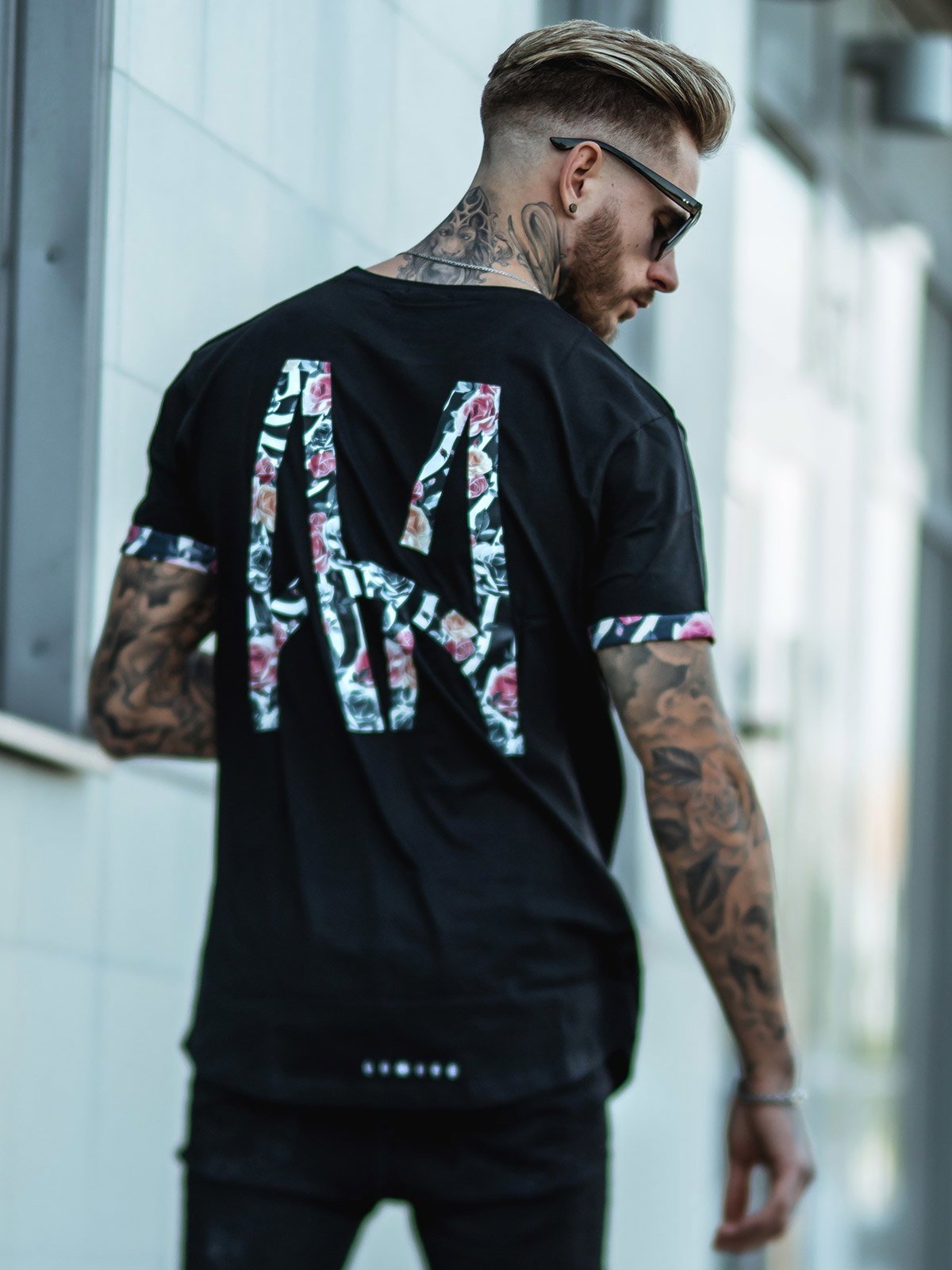 AA Zebra Roses Tee Black