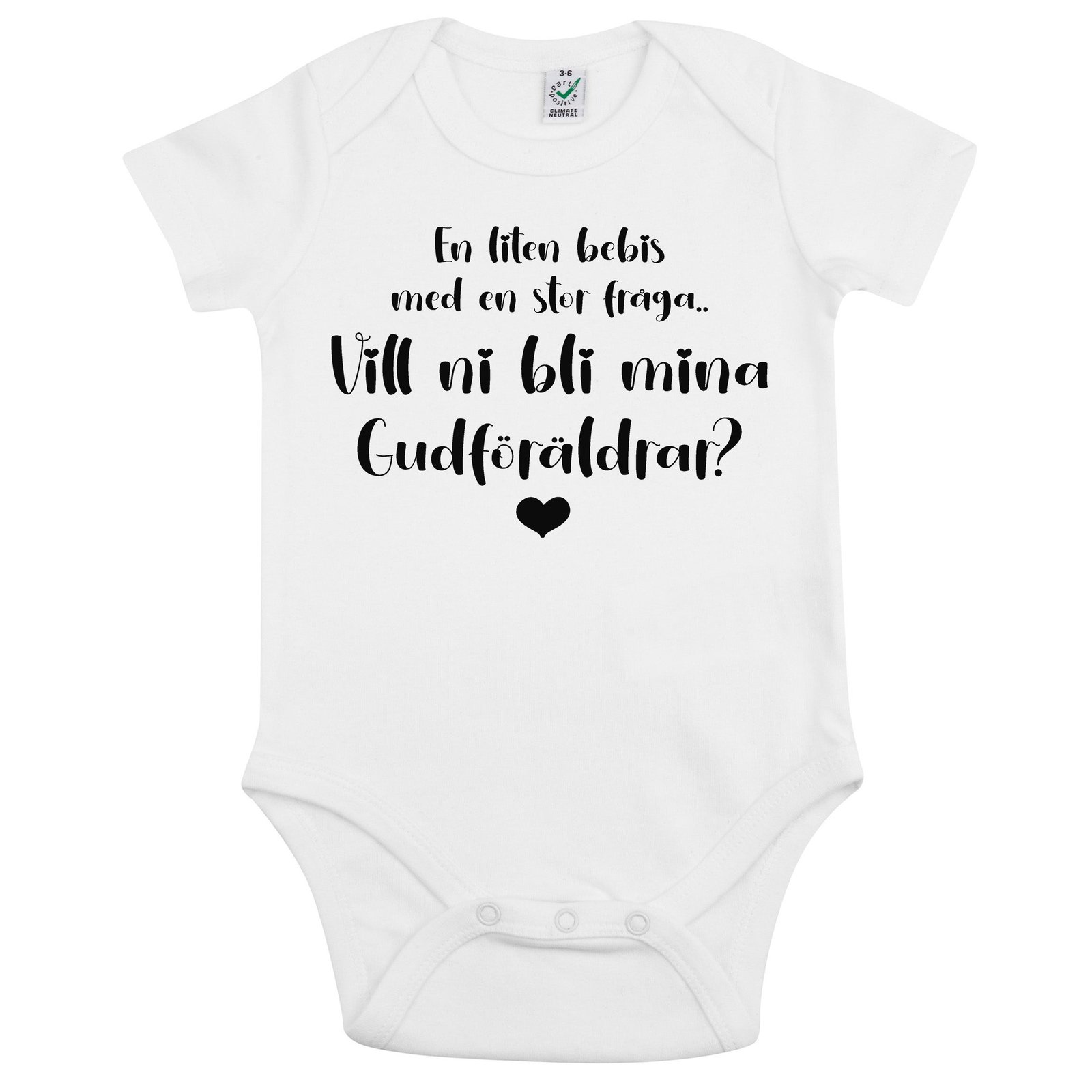 En liten bebis med en stor fråga… Vill ni bli mina Gudföräldrar? - Vit / O - 3 månader