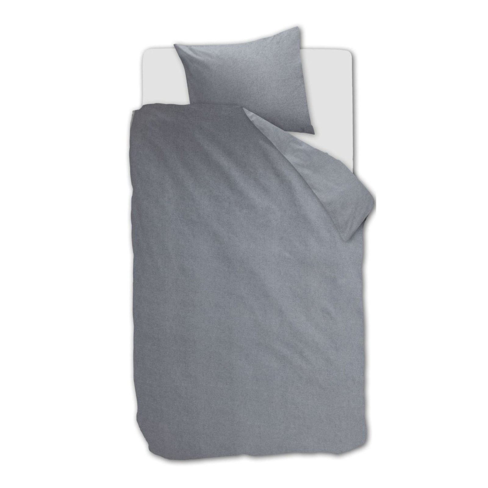 Sängkläder i flanell 140x220 cm - Blågrå enfärgat påslakan set - 100% bomullsflanell - Frost Beddinghouse sängkläder