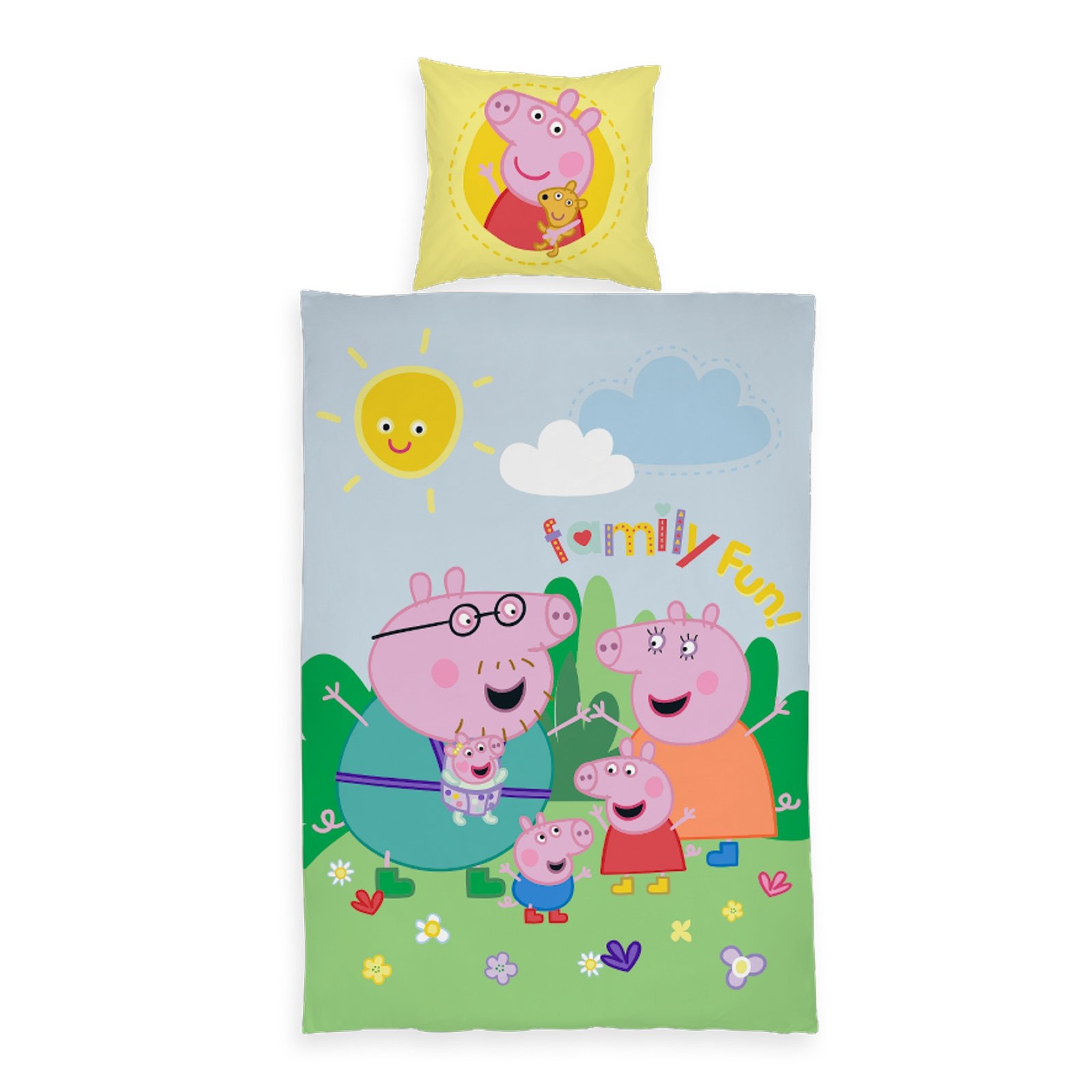 Greta Gris påslakanset - 100% bomull - Junior 100x140 cm - Hela familjen