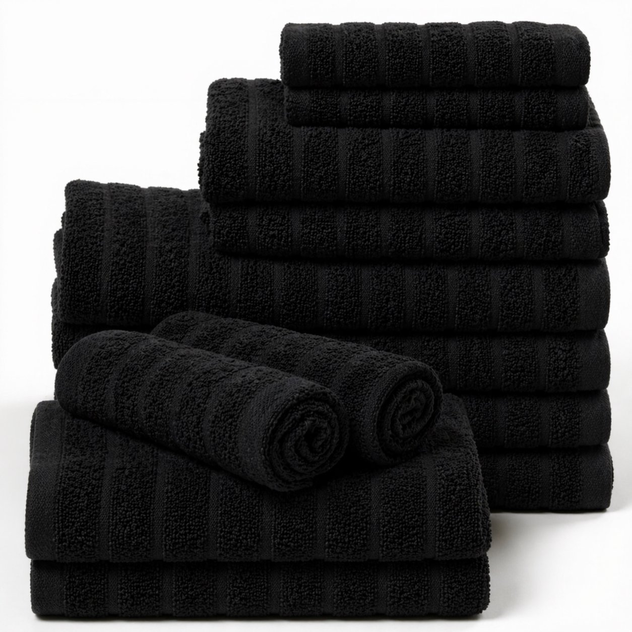 Bomullshanddukar - 100% kammad bomull - 12-pack - Svart