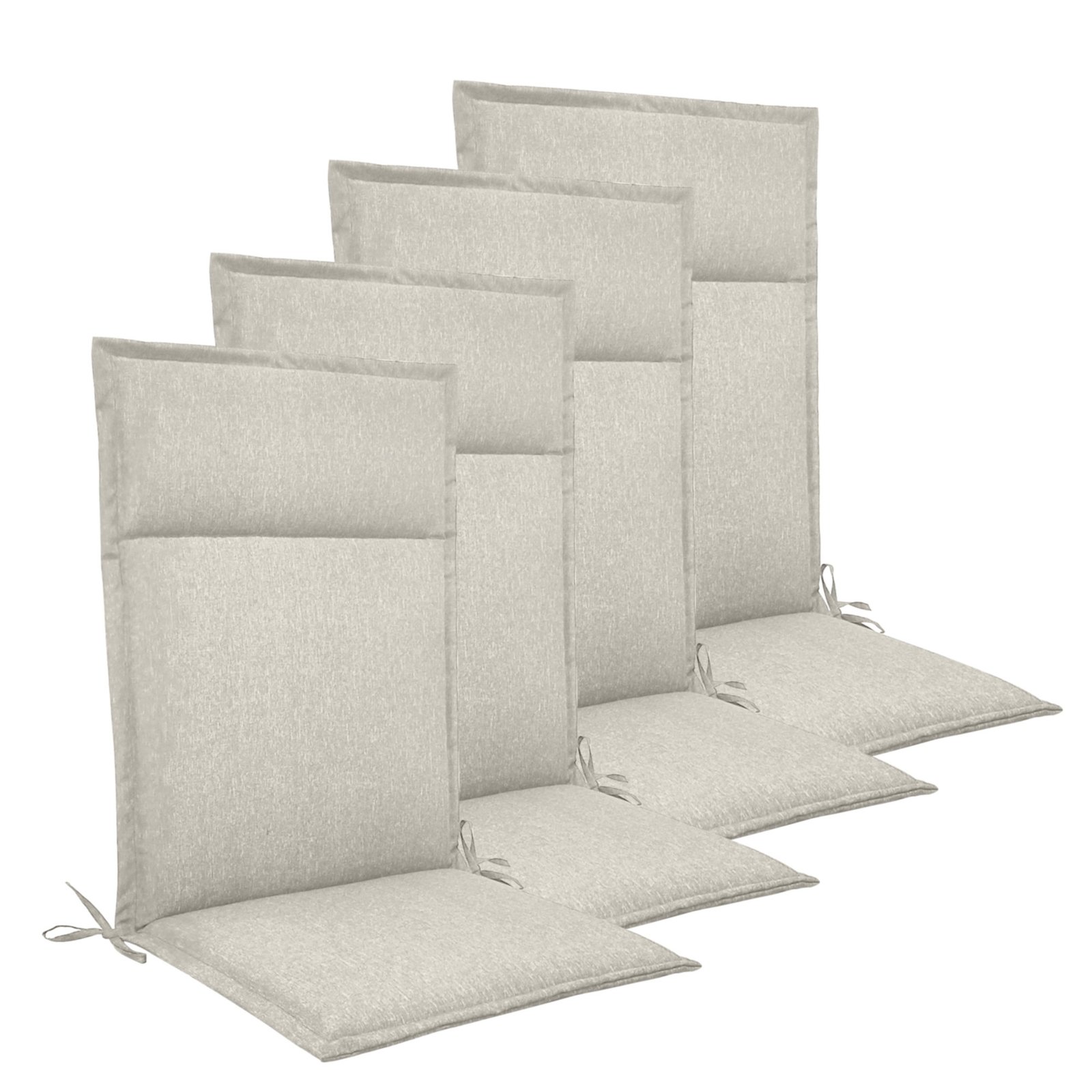 Trädgårdskuddar till positionsstol 4 st. - Lyxiga kuddar 5 cm skum - Beige trädgårdskuddar med hög rygg - Slitstarkt UV-resistent överdrag - Nordstrand Home stolkuddar