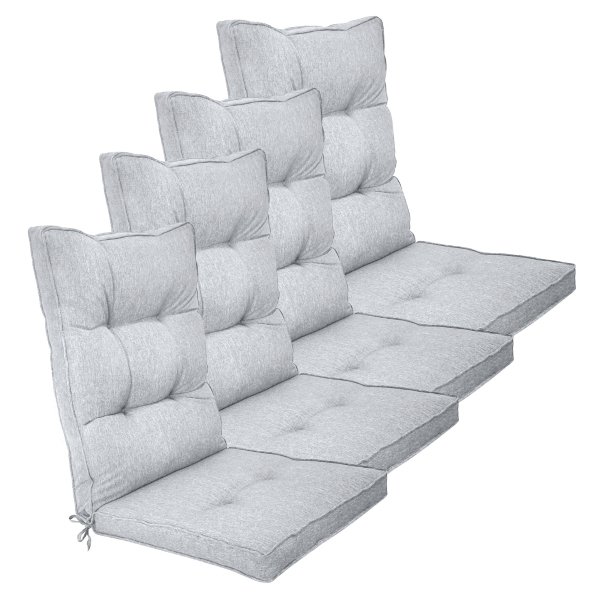 Exklusiva dynor till positionsstol 4 st. - Extra mjuka 7 cm tjocka lyxdynor för hög ryggstol - Modernt knappdetalj design grå stolskuddar - UV-skyddade Nordstrand Home-dynor