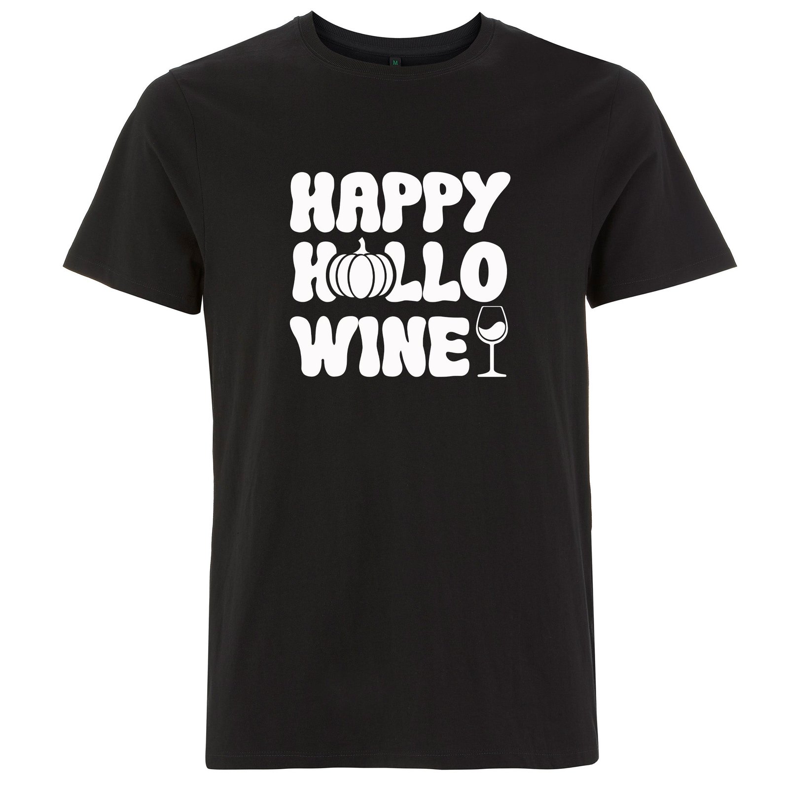 Happy Hallo Wine Halloween T-shirt – Unisex t-shirt med vin & humor - Vit