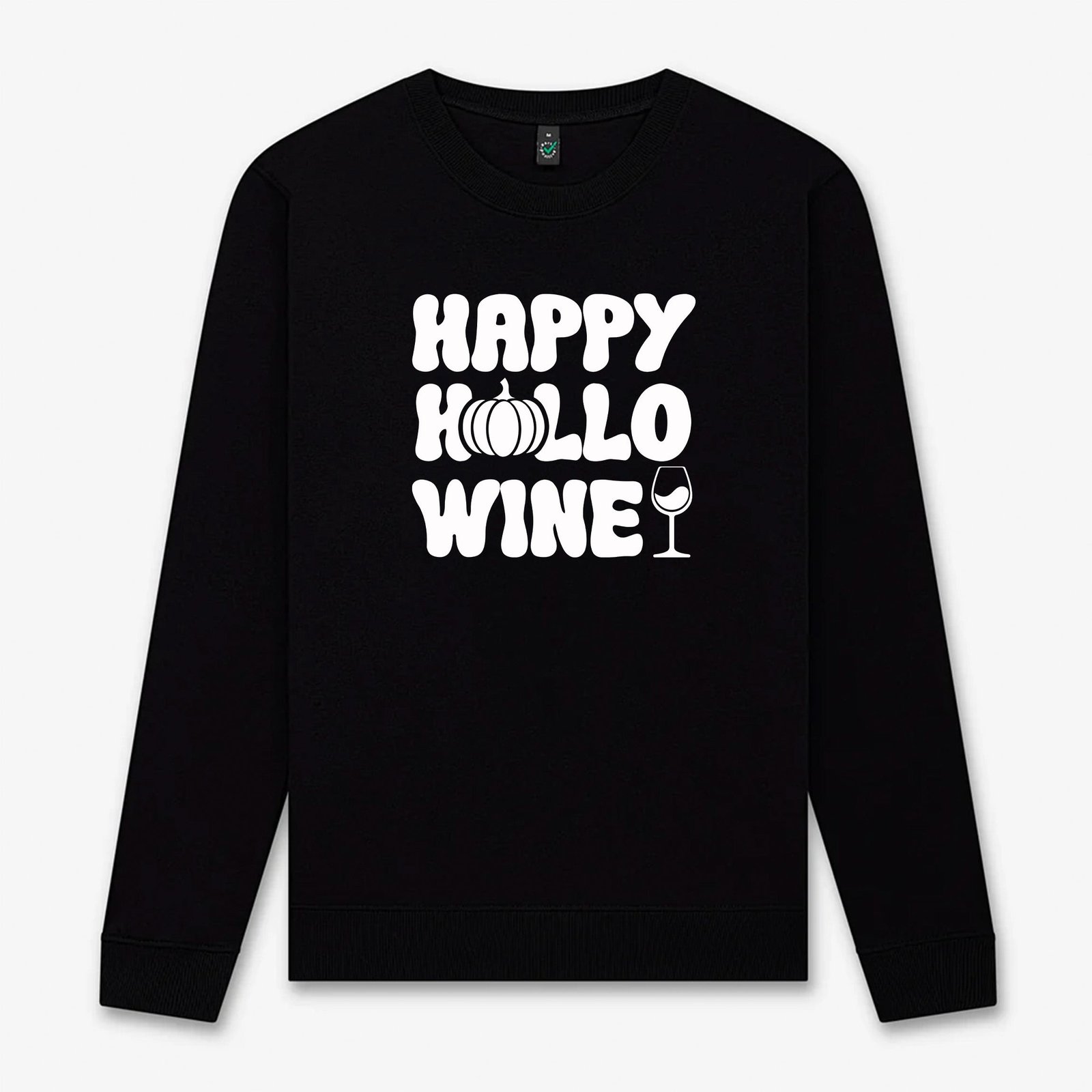 Happy Hallo Wine – Unisex Halloween Tröja för vinälskare - Svart