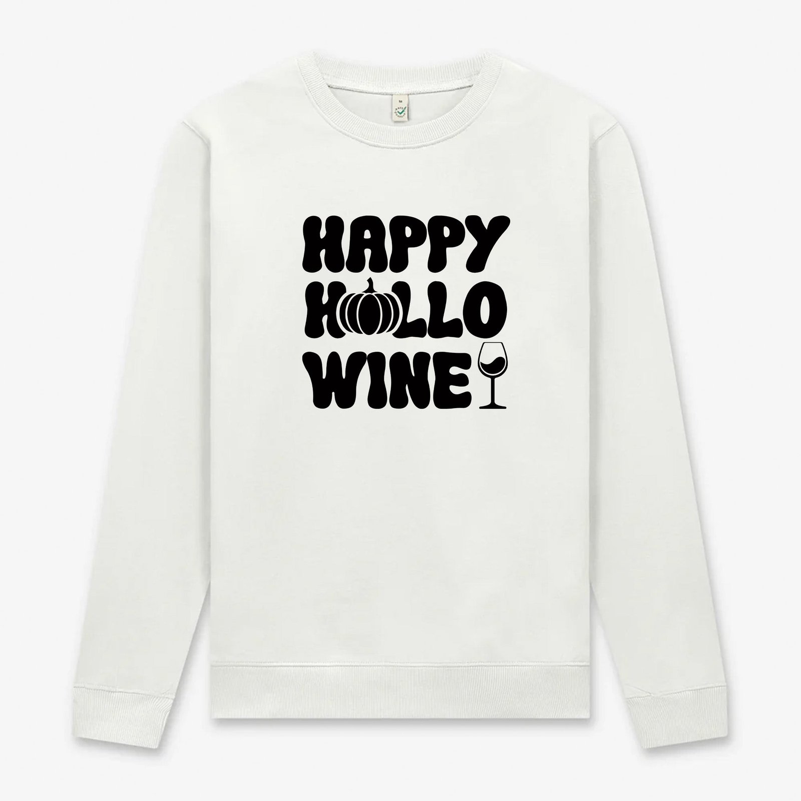 Happy Hallo Wine – Unisex Halloween Tröja för vinälskare - Vit