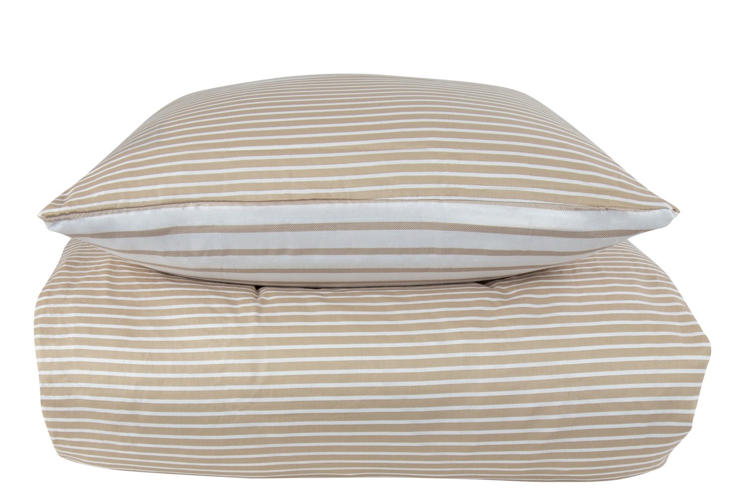 Sängkläder king size - 240x220 cm - Vändbar design i 100% bomullssatin - Narrow Lines sand - Bäddset från By Night