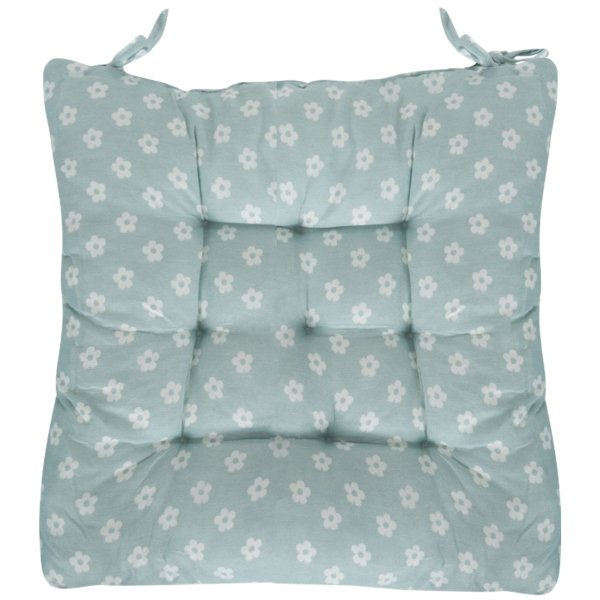 Stolsdyna - 35x35x6 cm - Mintfärgad - All over tryck - Små blommor