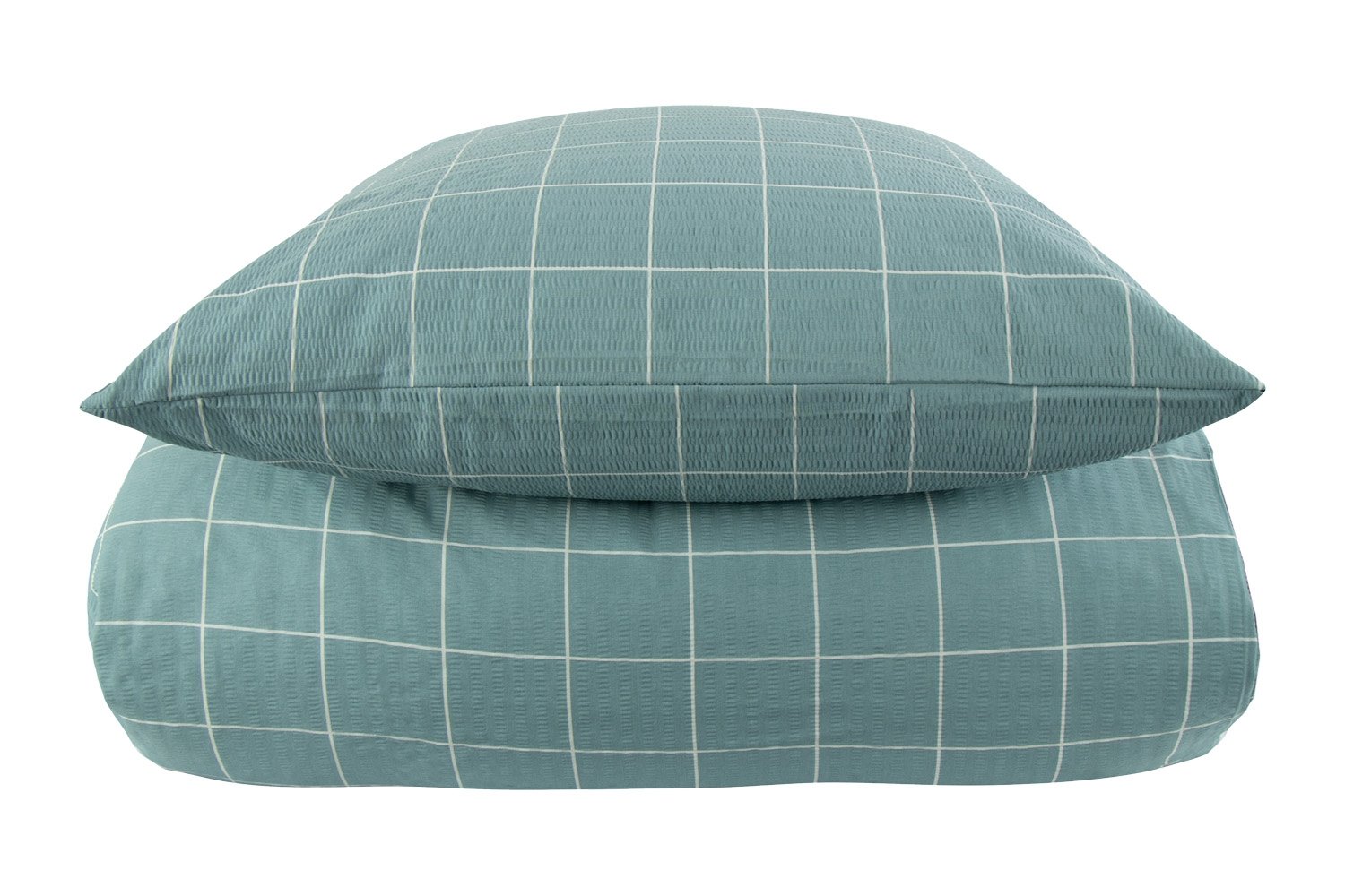 Kreppsängkläder - Rutig sänglinne - Dusty Green Check - Borg Living sängset