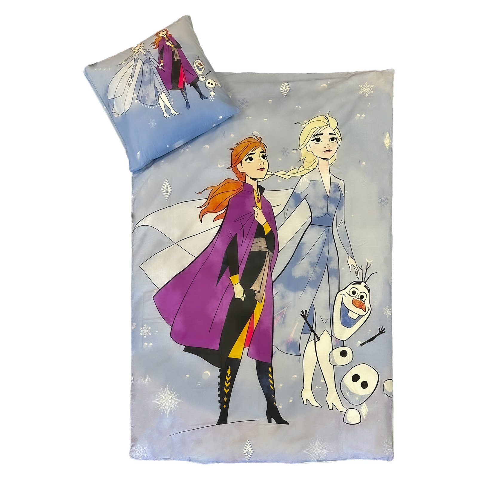 Frost sängkläder - 100% bomull - Barnsängkläder 140x200 cm - Anna, Elsa och Olaf i snön